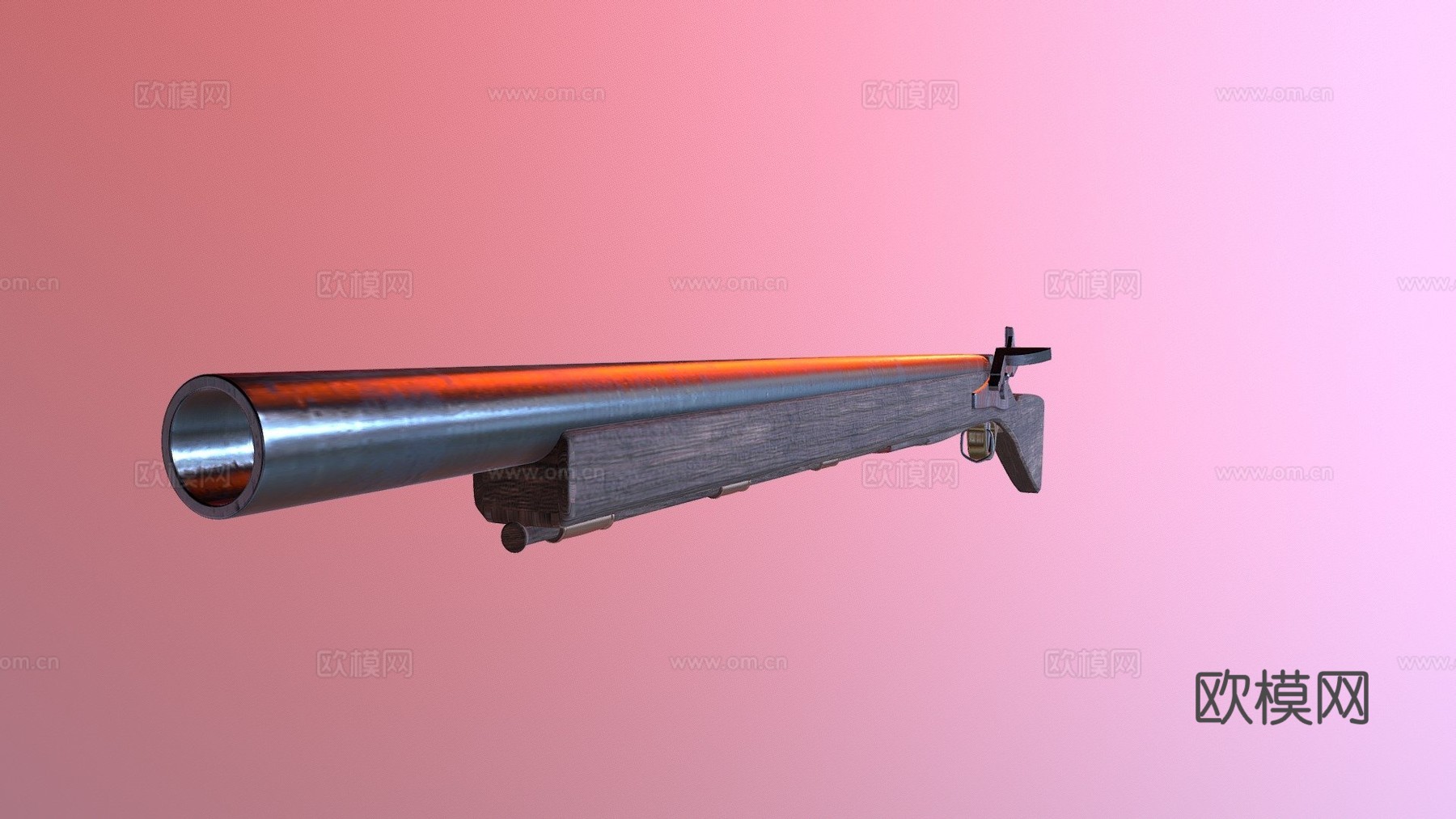 老式火绳枪3d模型
