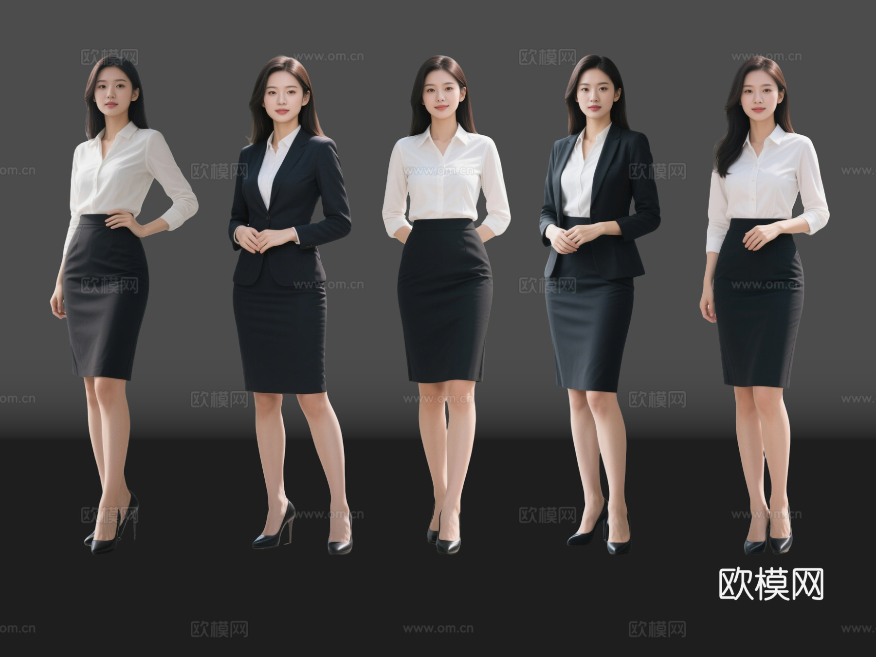 2D现代美女 职业装美女 正装美女 职业装模特 职场美女su模型