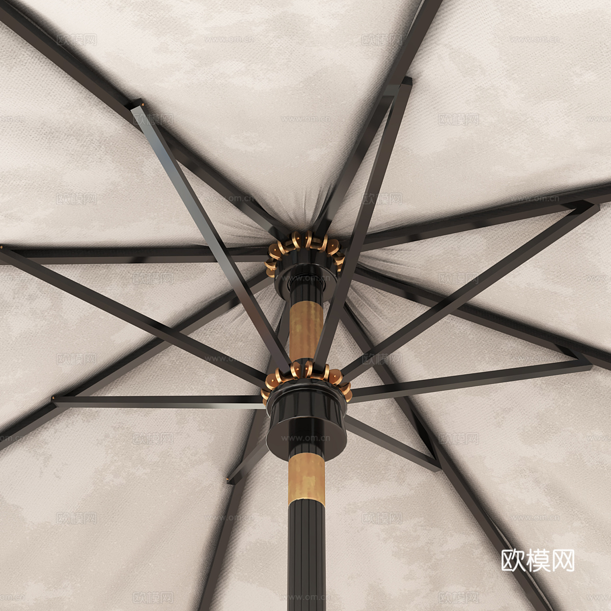 新中式户外躺椅 遮阳伞3d模型