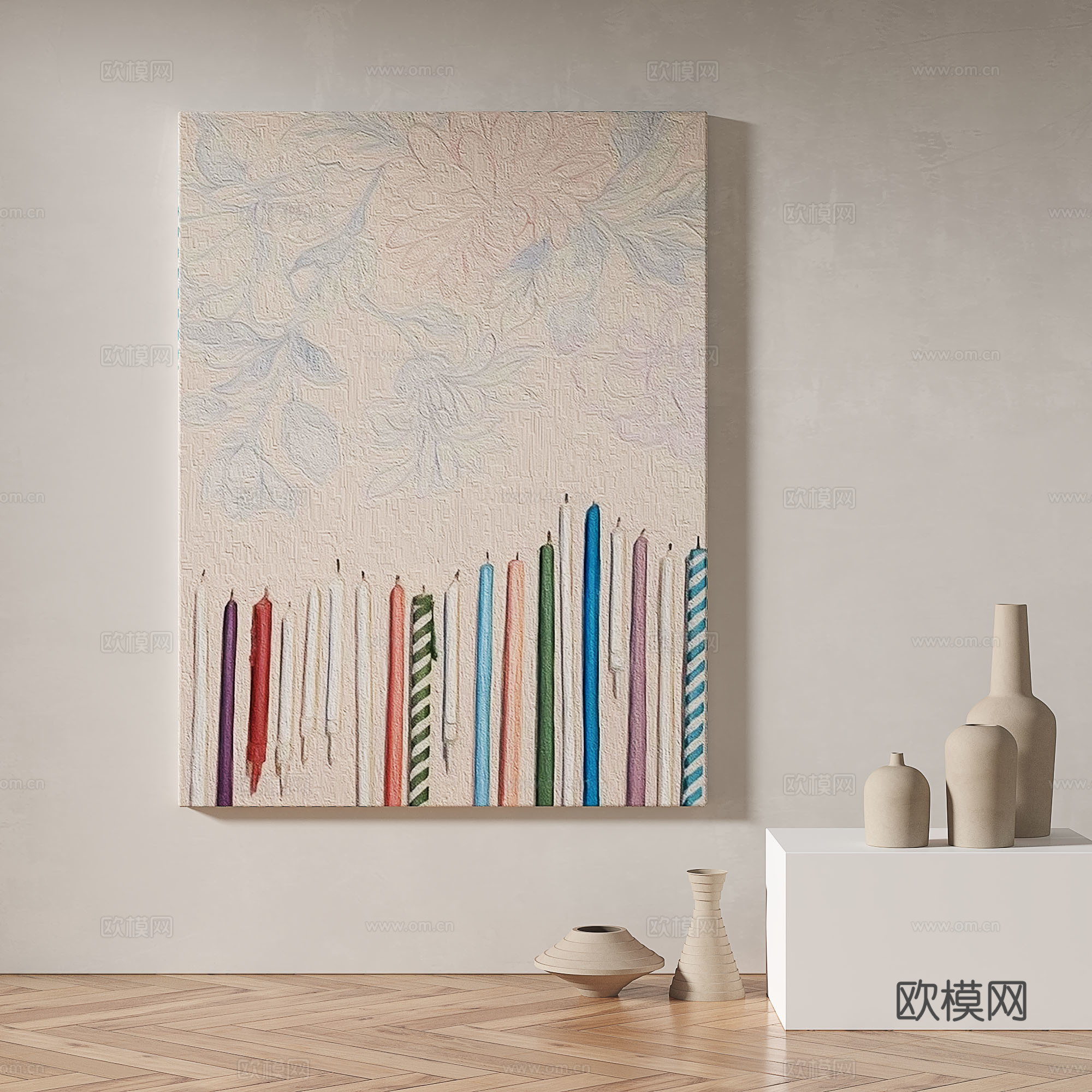 现代，简约，抽象，装饰画3d模型