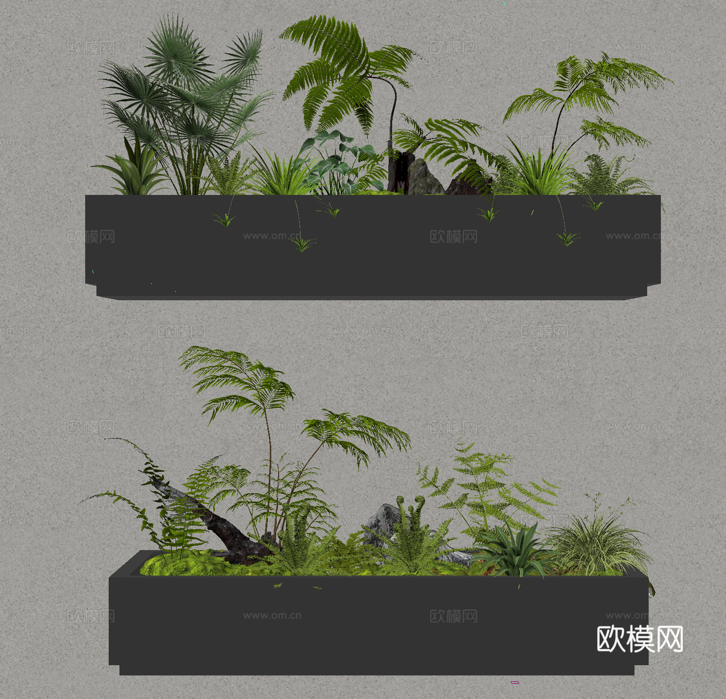 植物造景 景观小品 花槽 花箱su模型