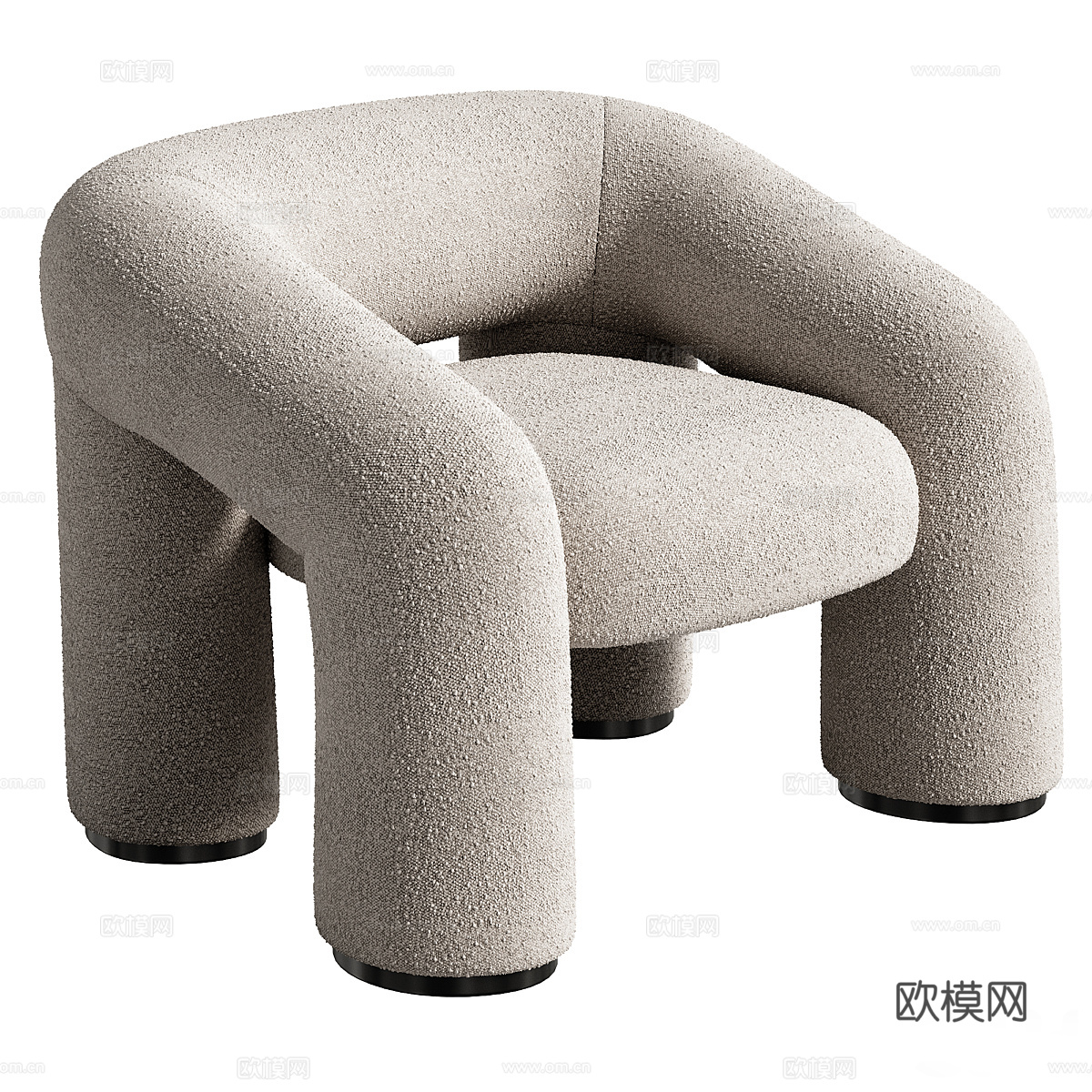 现代奶油风布艺休闲椅3d模型