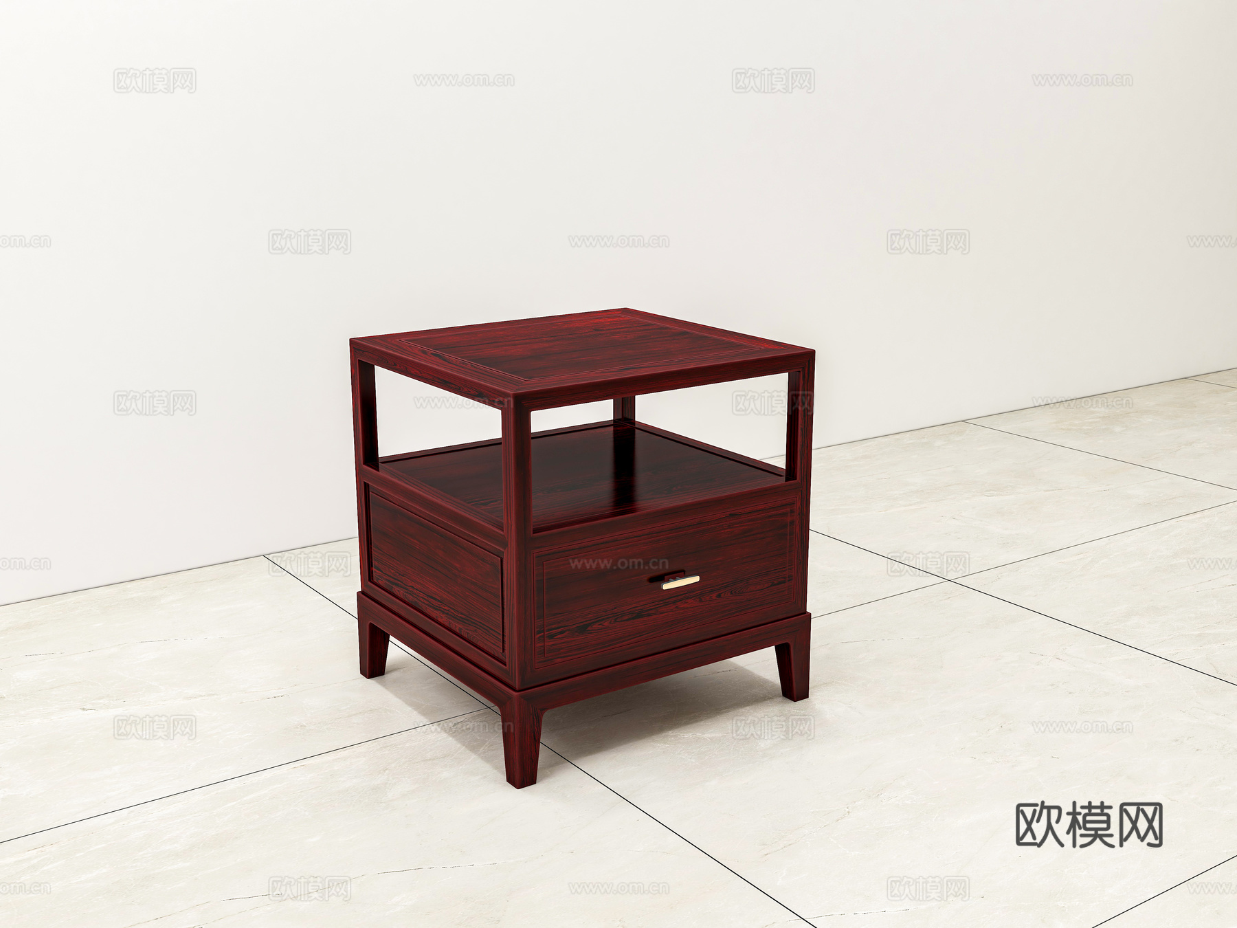 新中式床头柜 实木红木3d模型