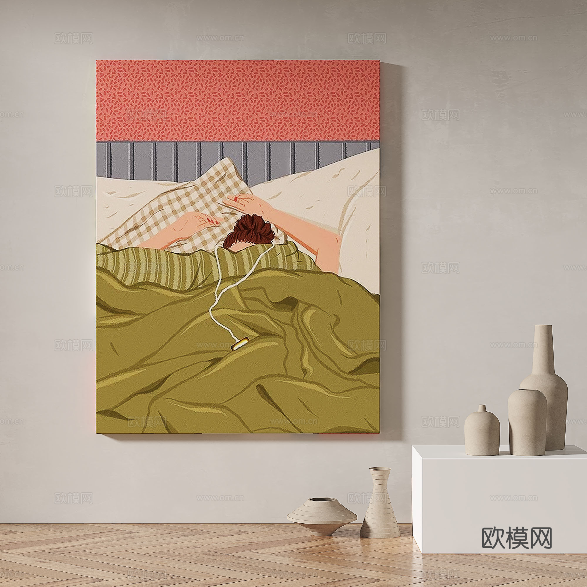 现代，简约，抽象，轻奢，油画，装饰画3d模型