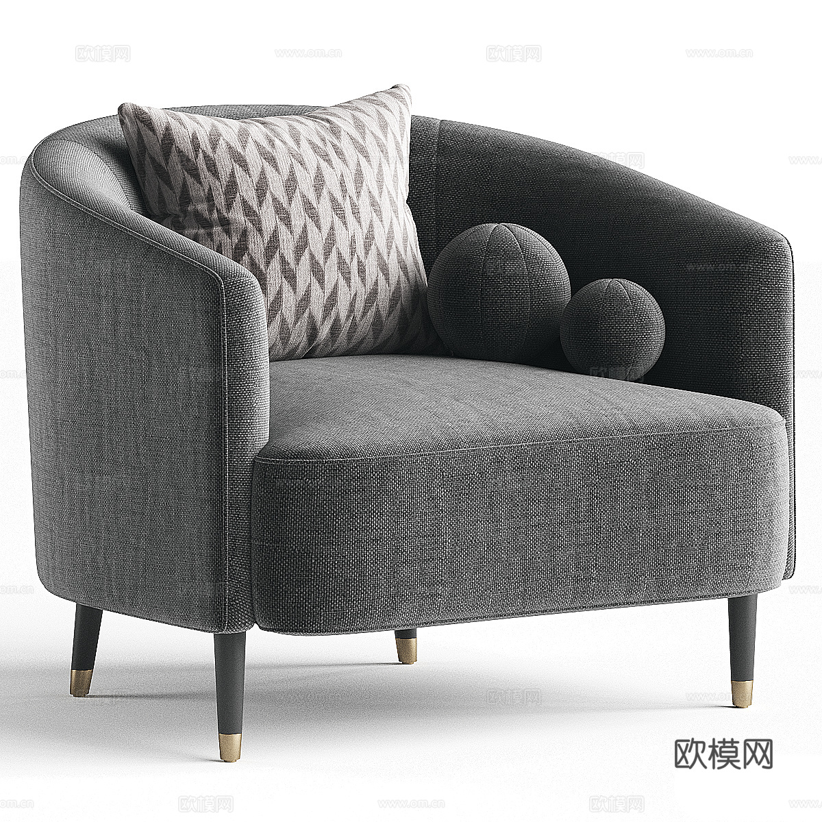 现代意式布艺休闲椅3d模型