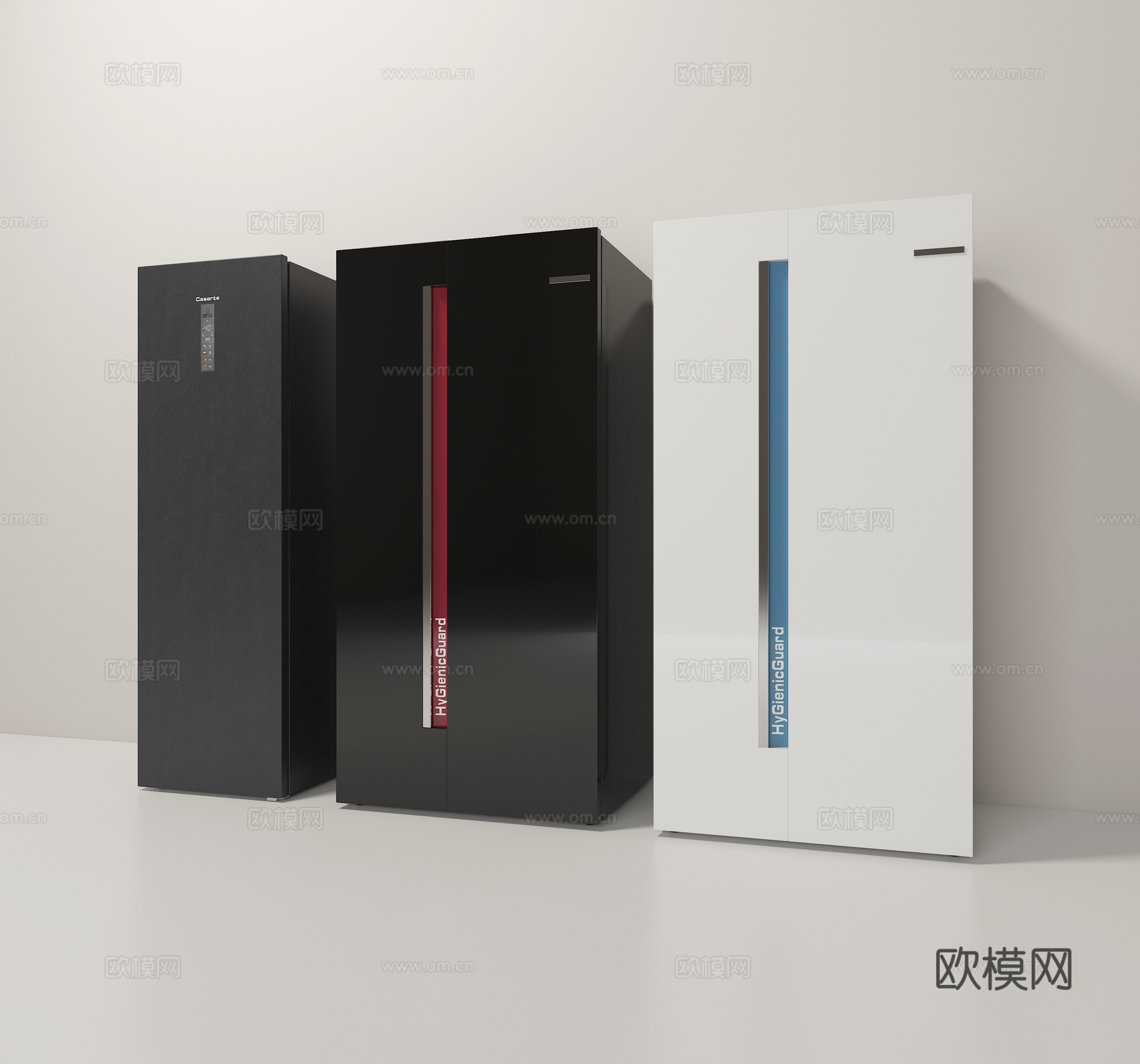 现代简约冰箱组合3d模型
