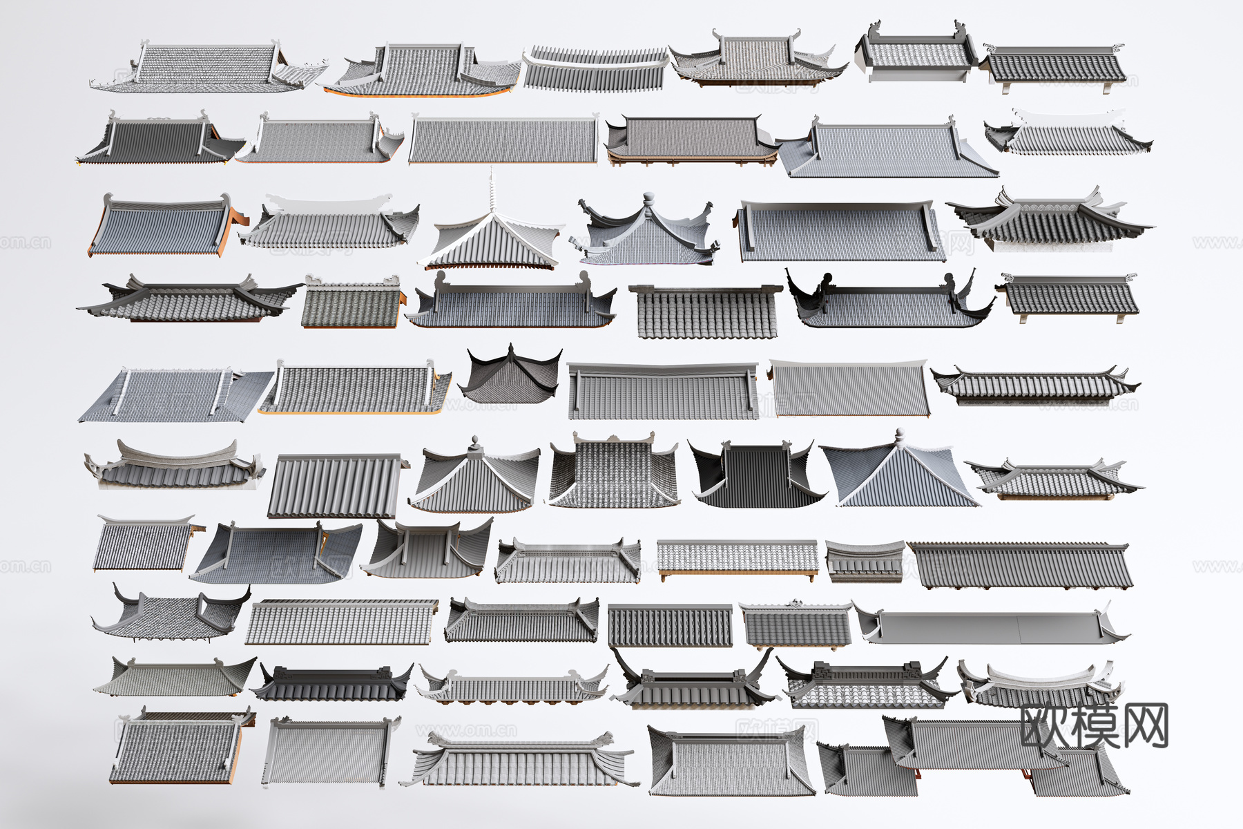 中式屋檐 建筑屋顶样式 檐线 古建飞檐  房檐屋脊 飞脊3d模型