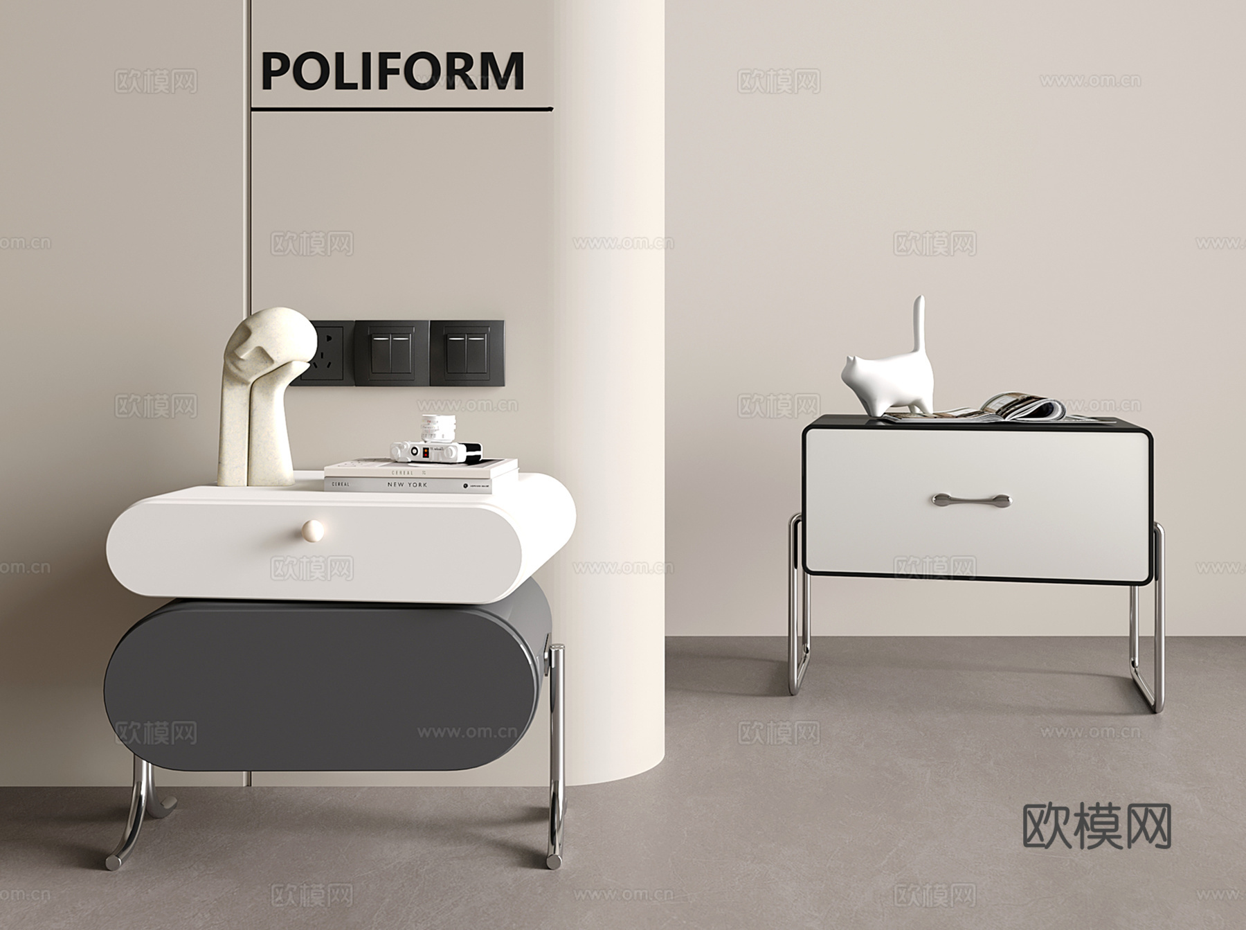 现代床头柜 金属3d模型