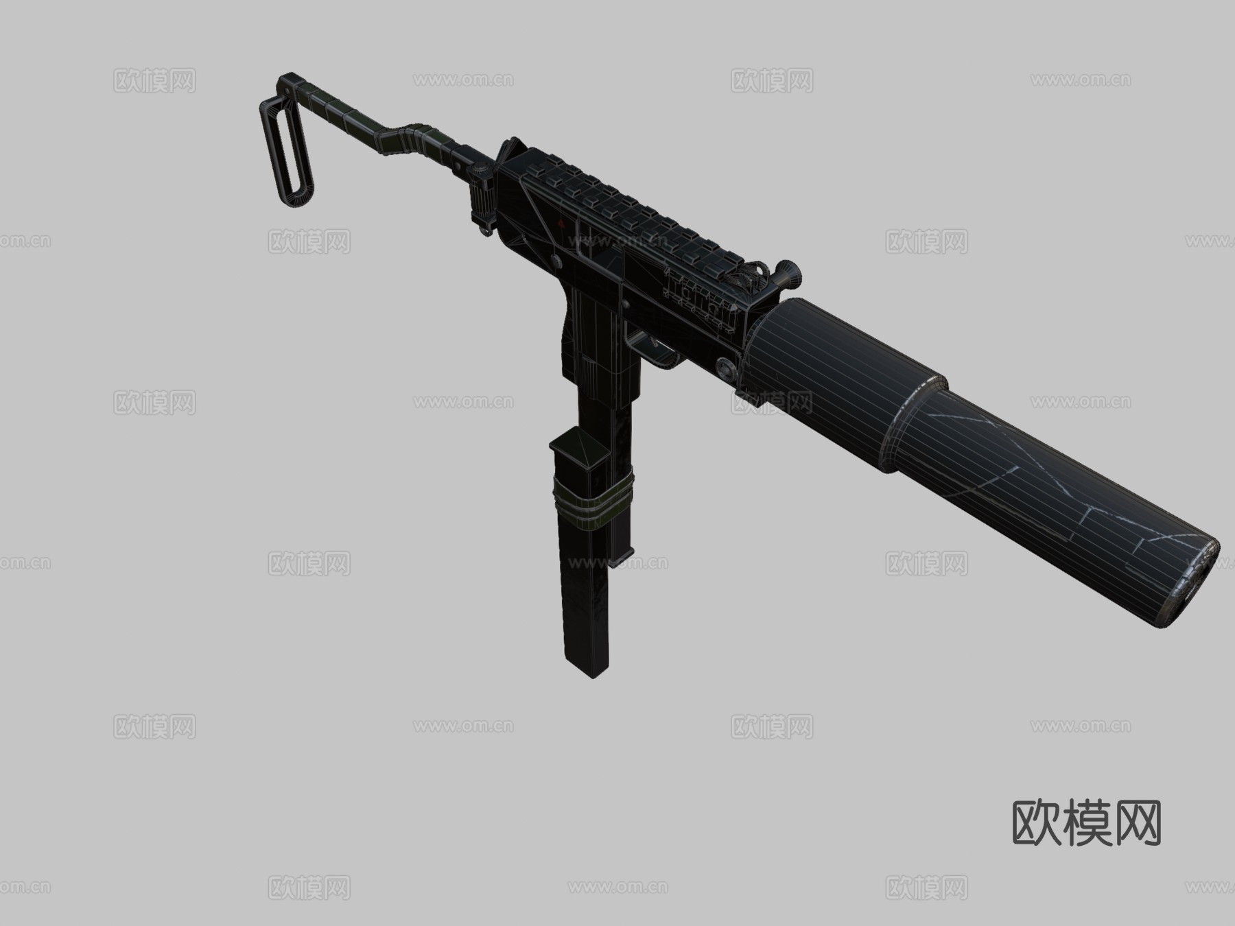 SMG-11 附带双弹匣和消音器3d模型