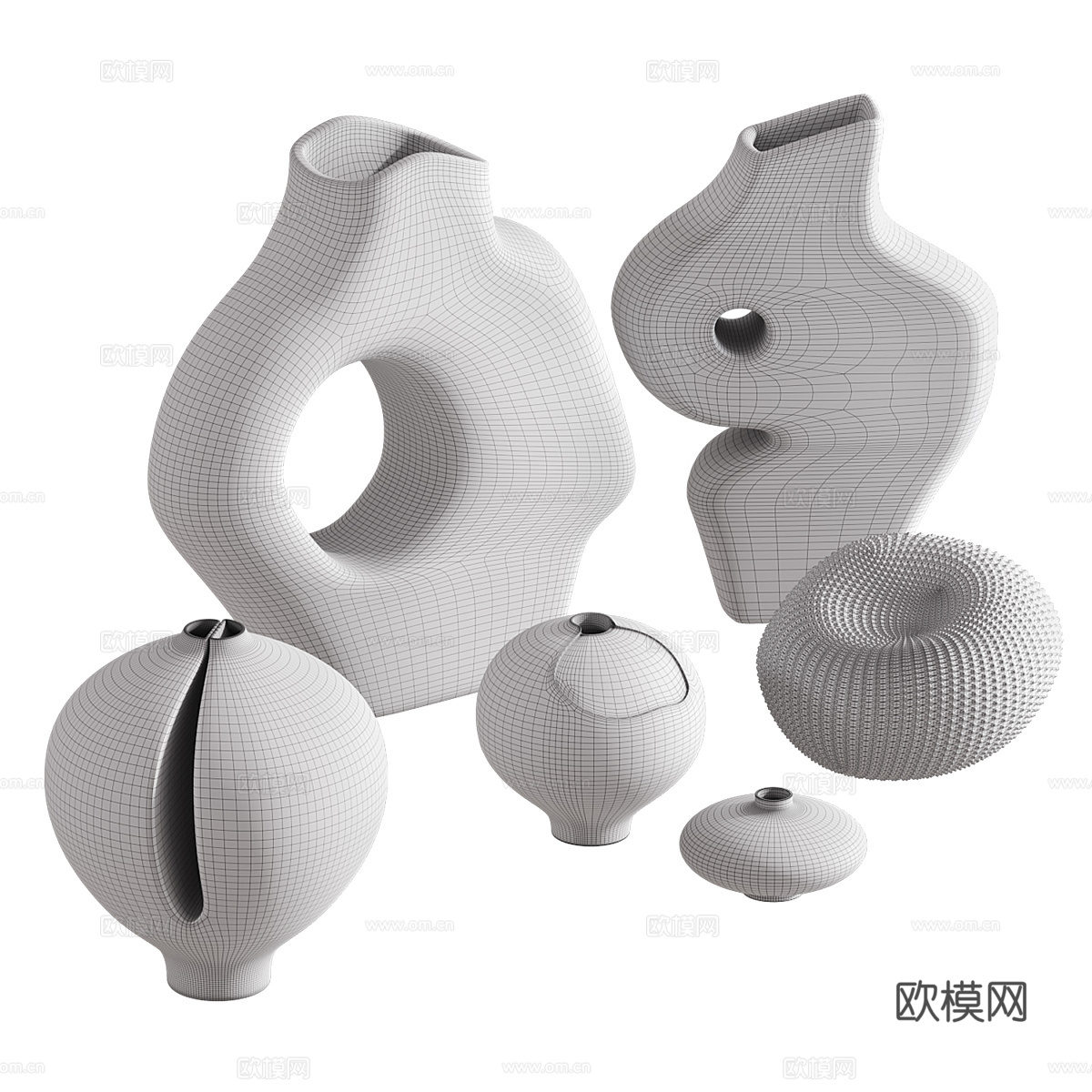 现代侘寂陶罐花瓶3d模型