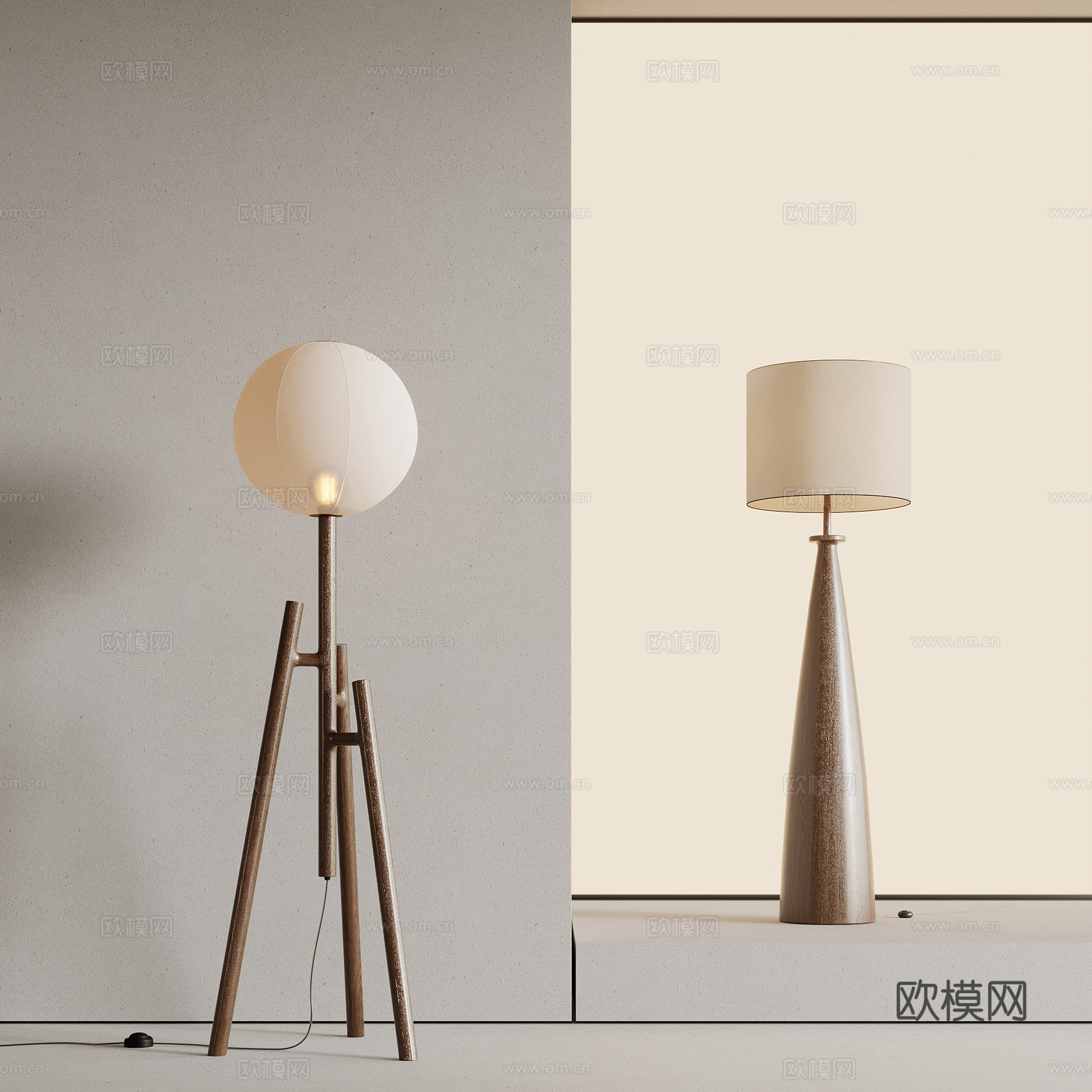 落地灯 中古风落地灯3d模型