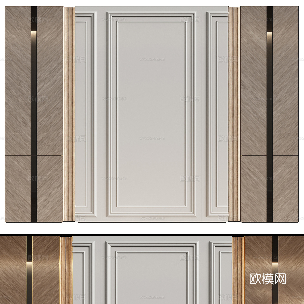 现代轻奢沙发背景墙 床头背景墙3d模型