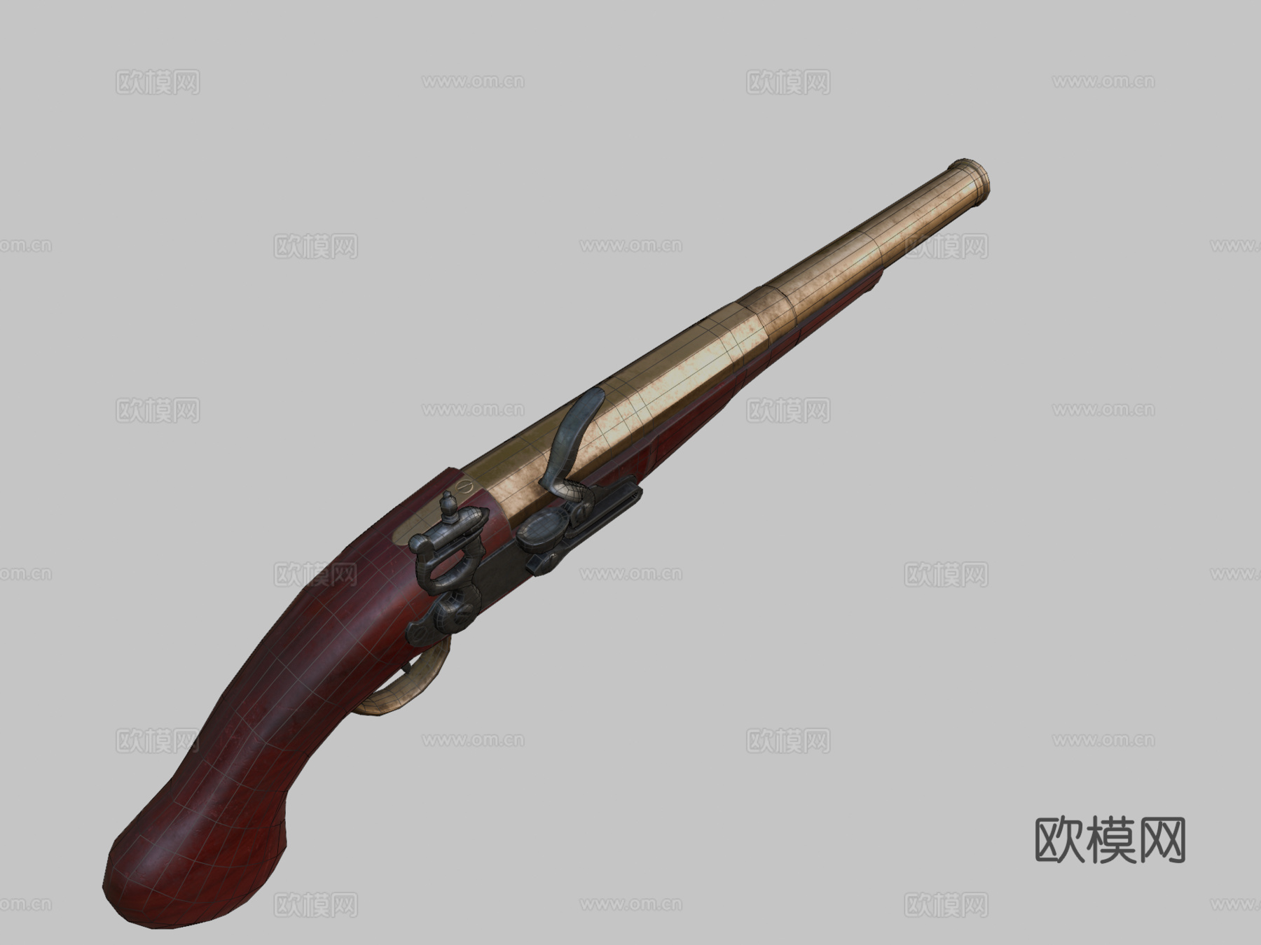 燧发枪手枪3d模型
