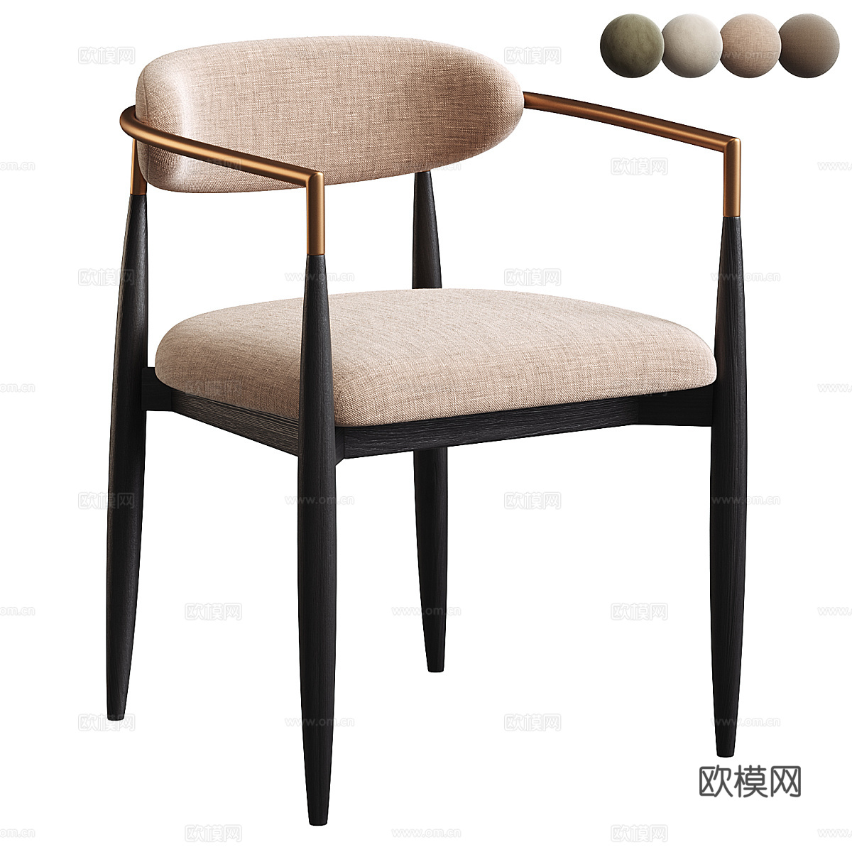 新中式轻奢餐椅3d模型