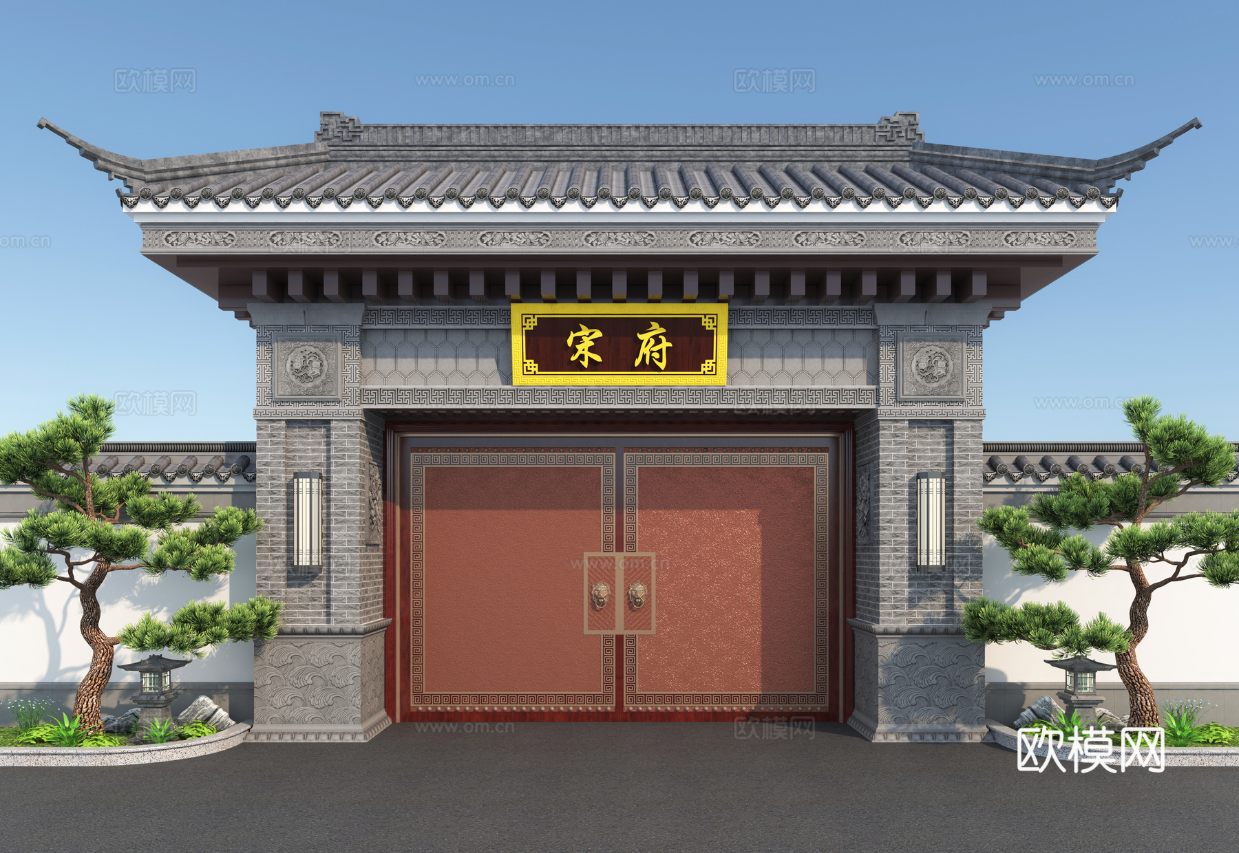 大门 门头 别墅大门su模型