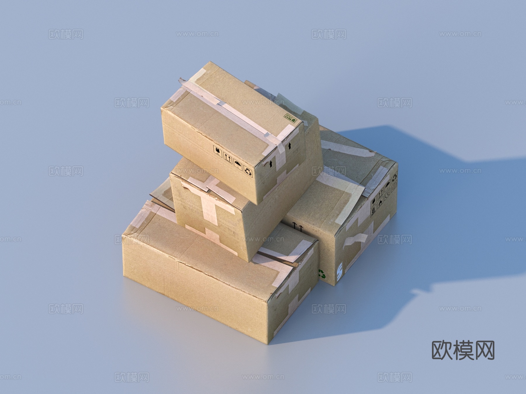 废品 纸壳箱 纸箱 纸板箱3d模型