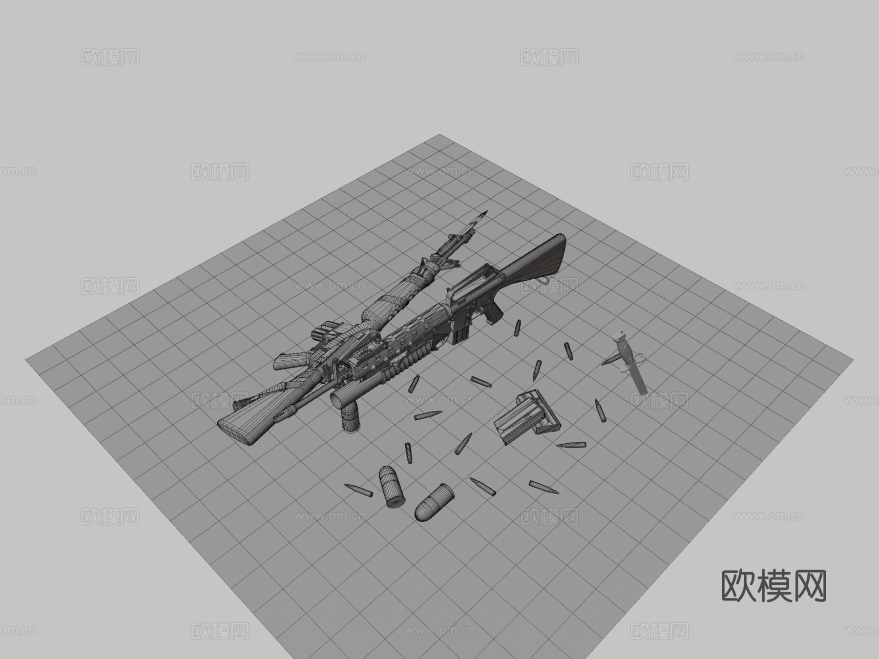 M16A1 可定制3d模型