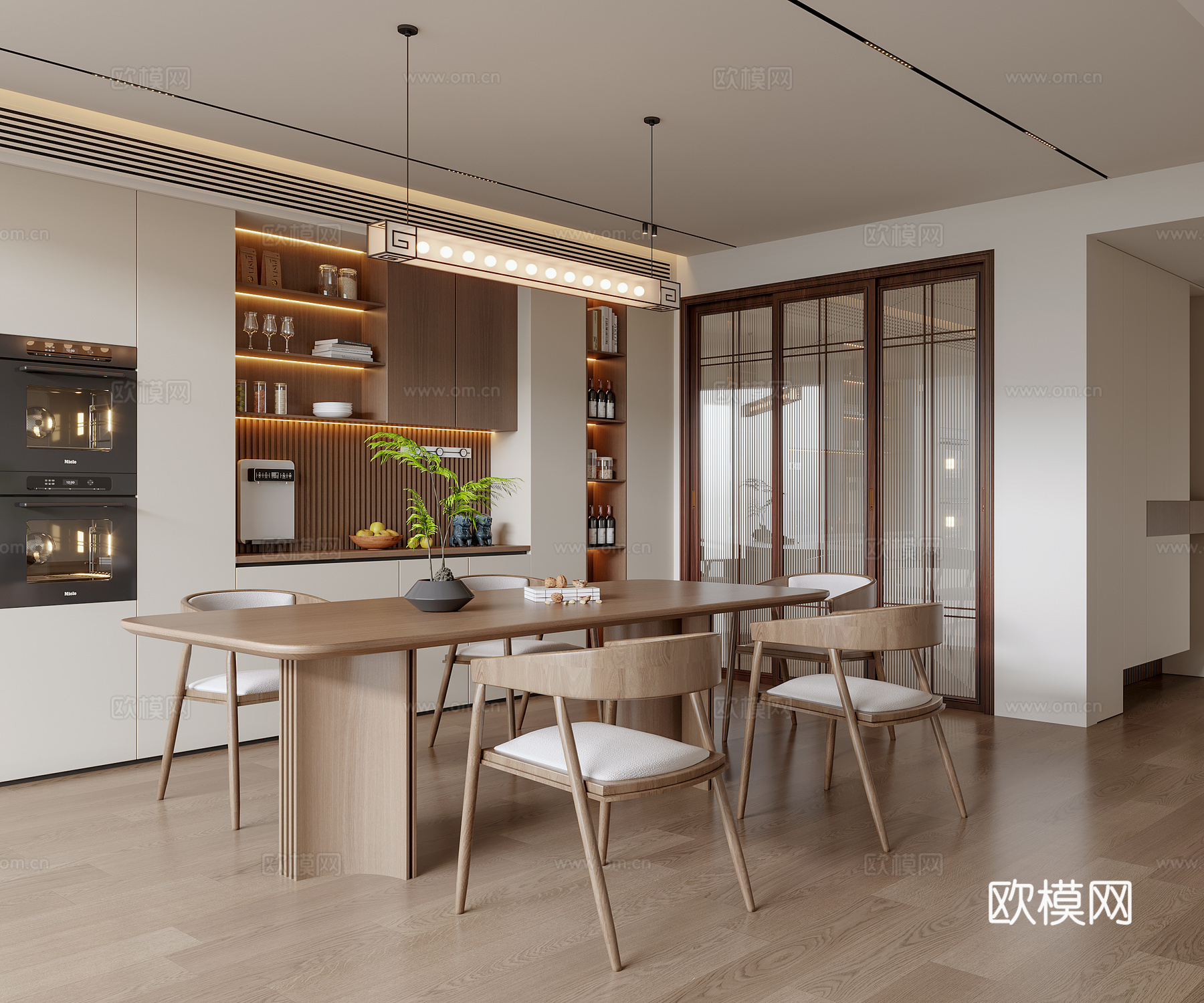 新中式宋式餐厅su模型