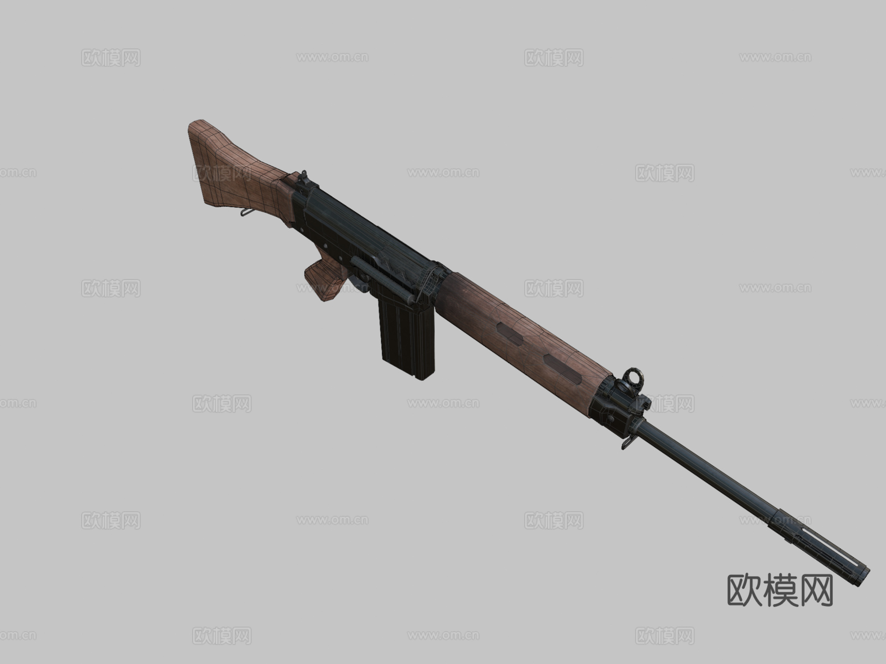 FN FAL 7.62mm木制版本3d模型
