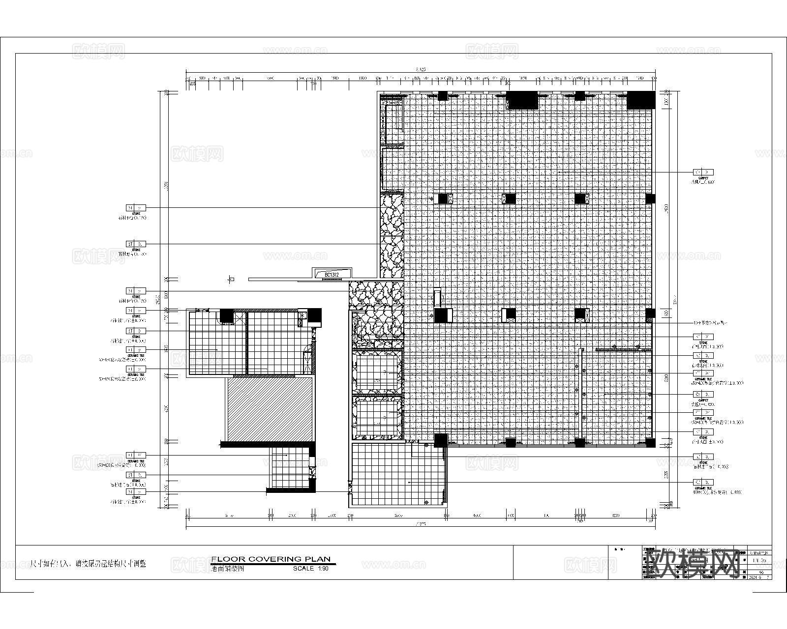 美式台球平面布置施工图cad施工图
