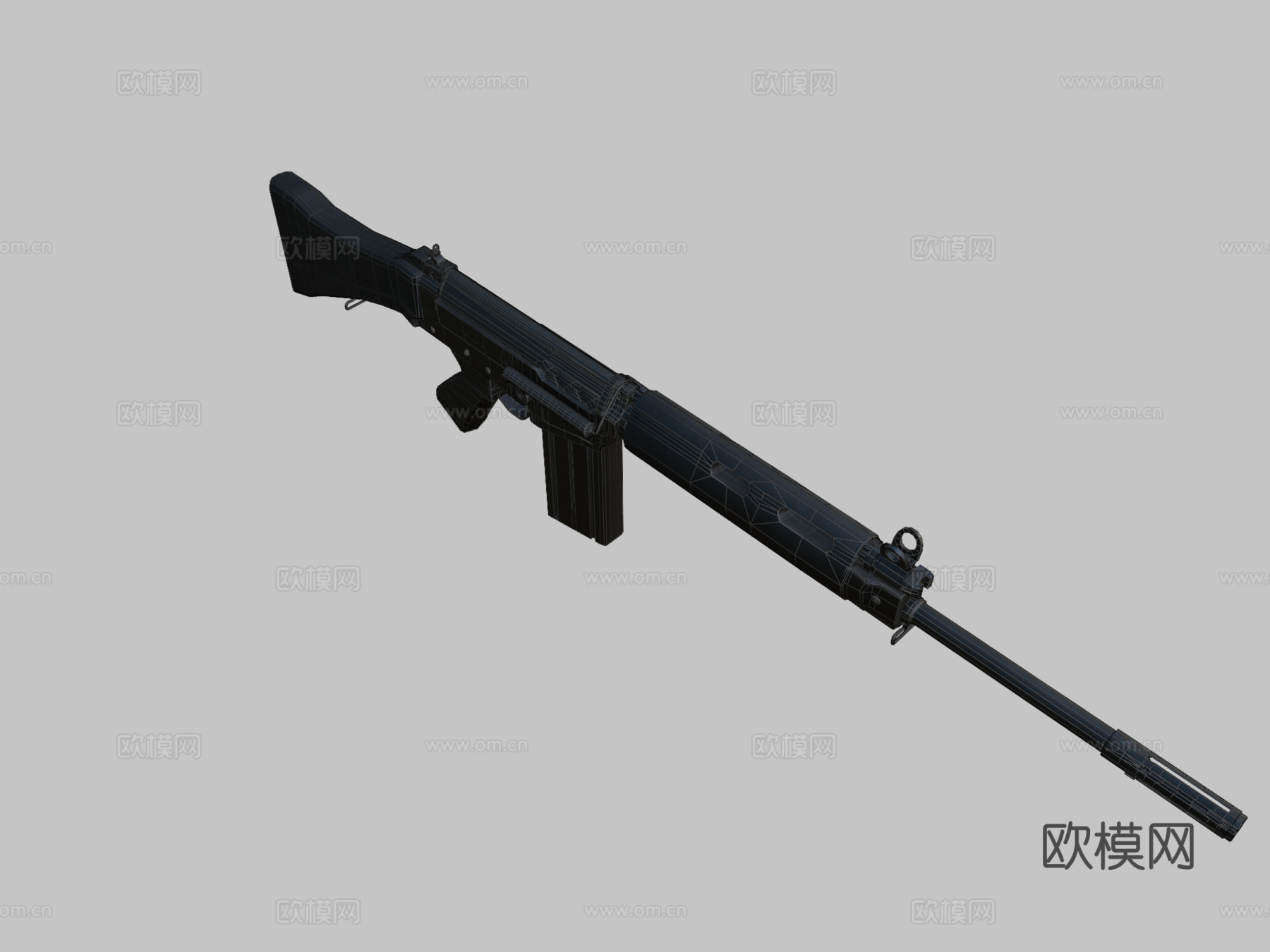 FN FAL 7.62 mm黑色版本3d模型