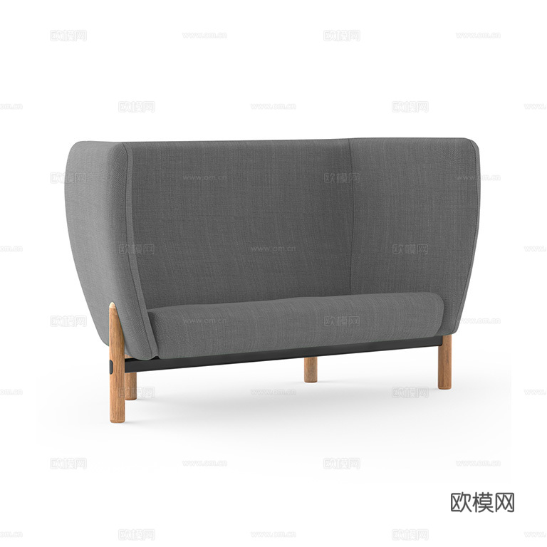 现代北欧办公沙发 高背靠沙发su模型