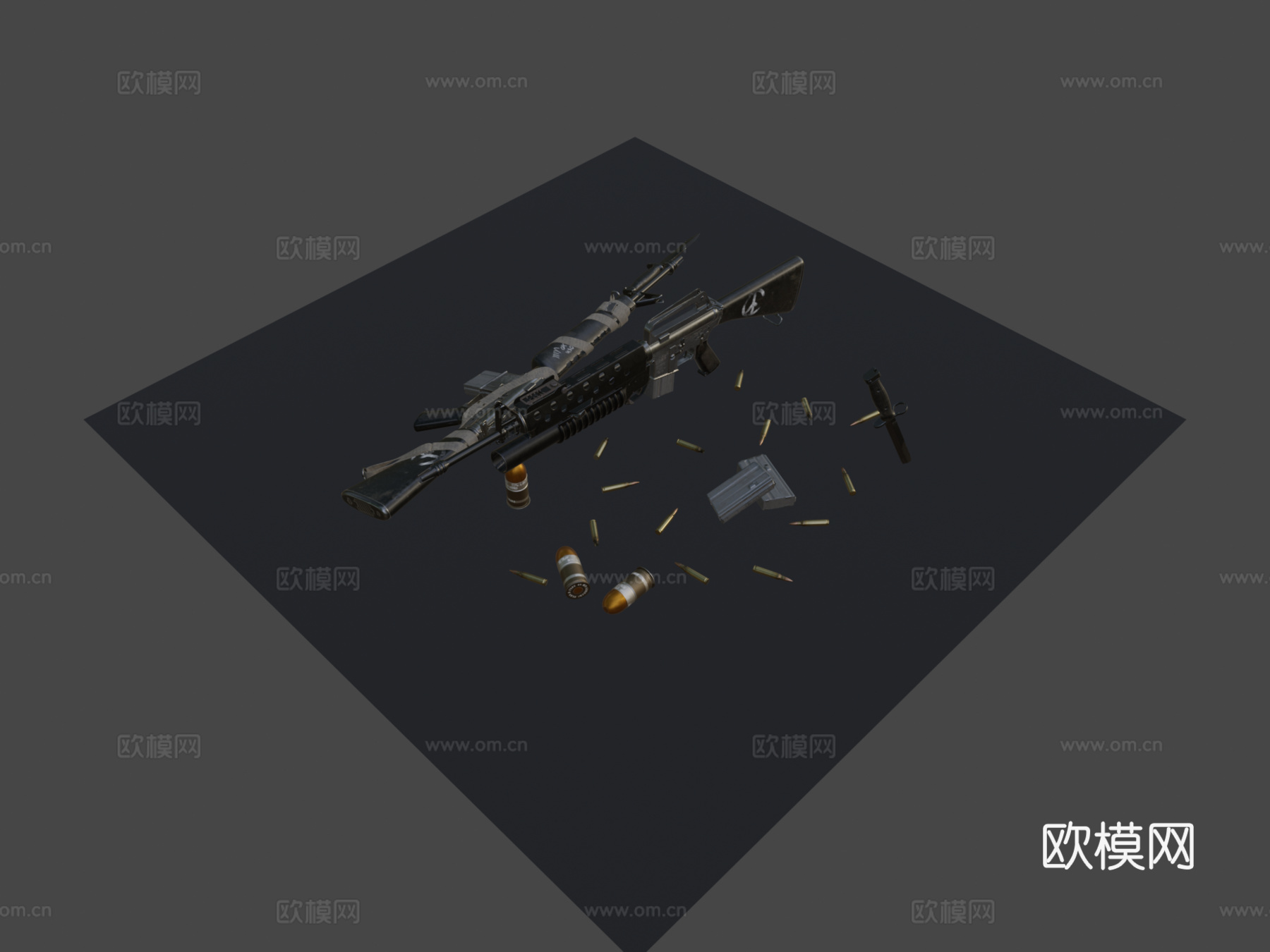 M16A1 可定制3d模型