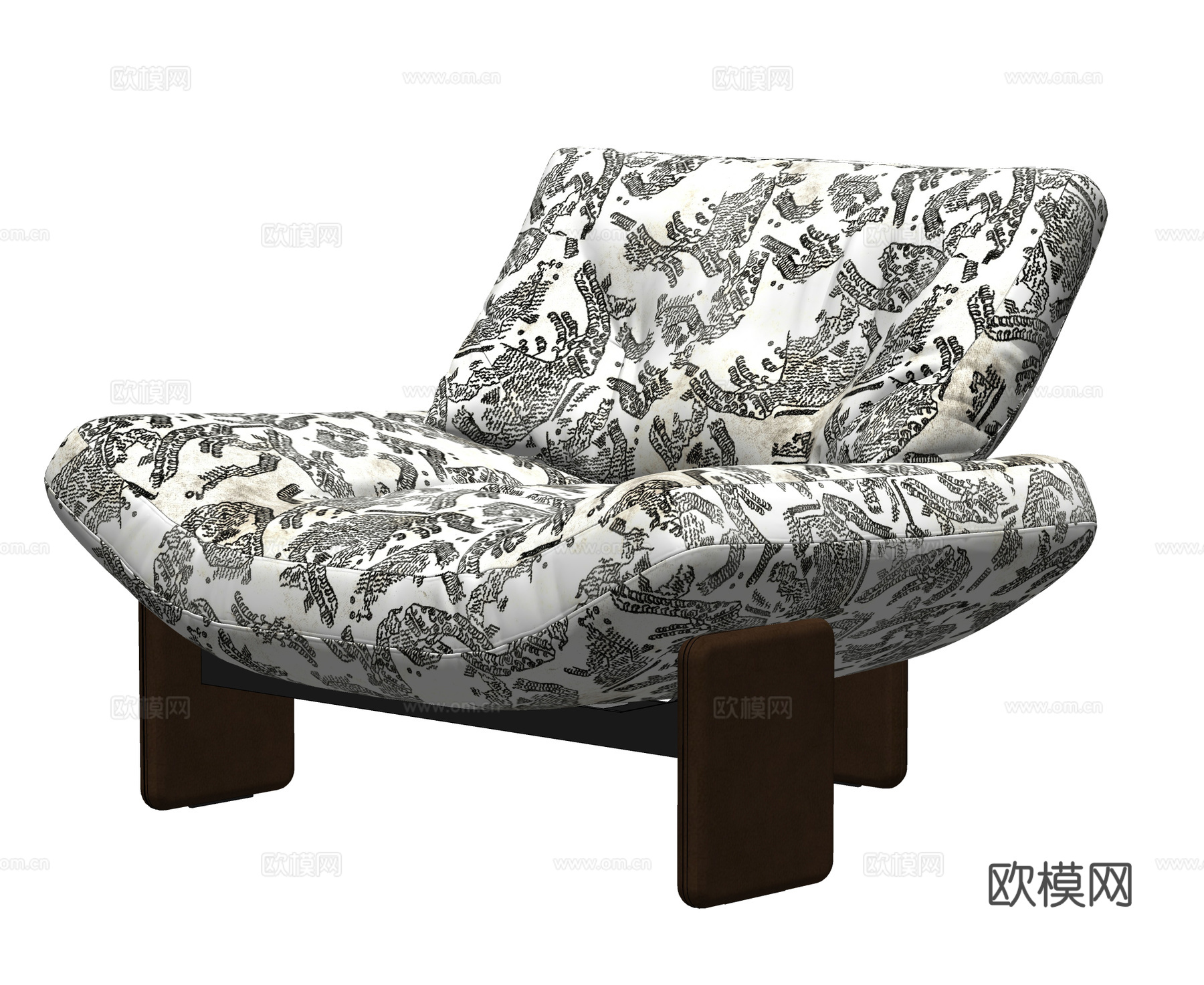 minotti EMMI沙发椅 单人沙发 扶手椅 花纹沙发椅su模型