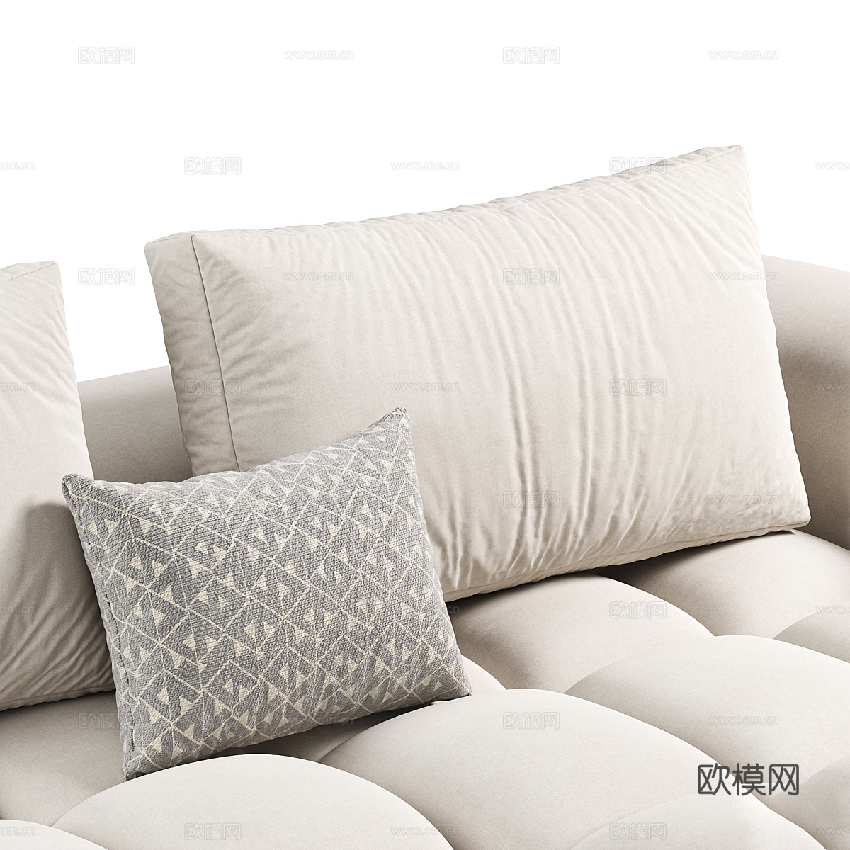 现代奶油风布艺休闲沙发3d模型