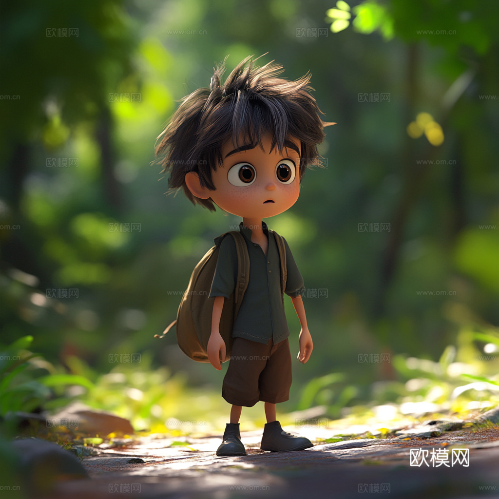 童趣卡通儿童房人物挂画下载（渲染图1）