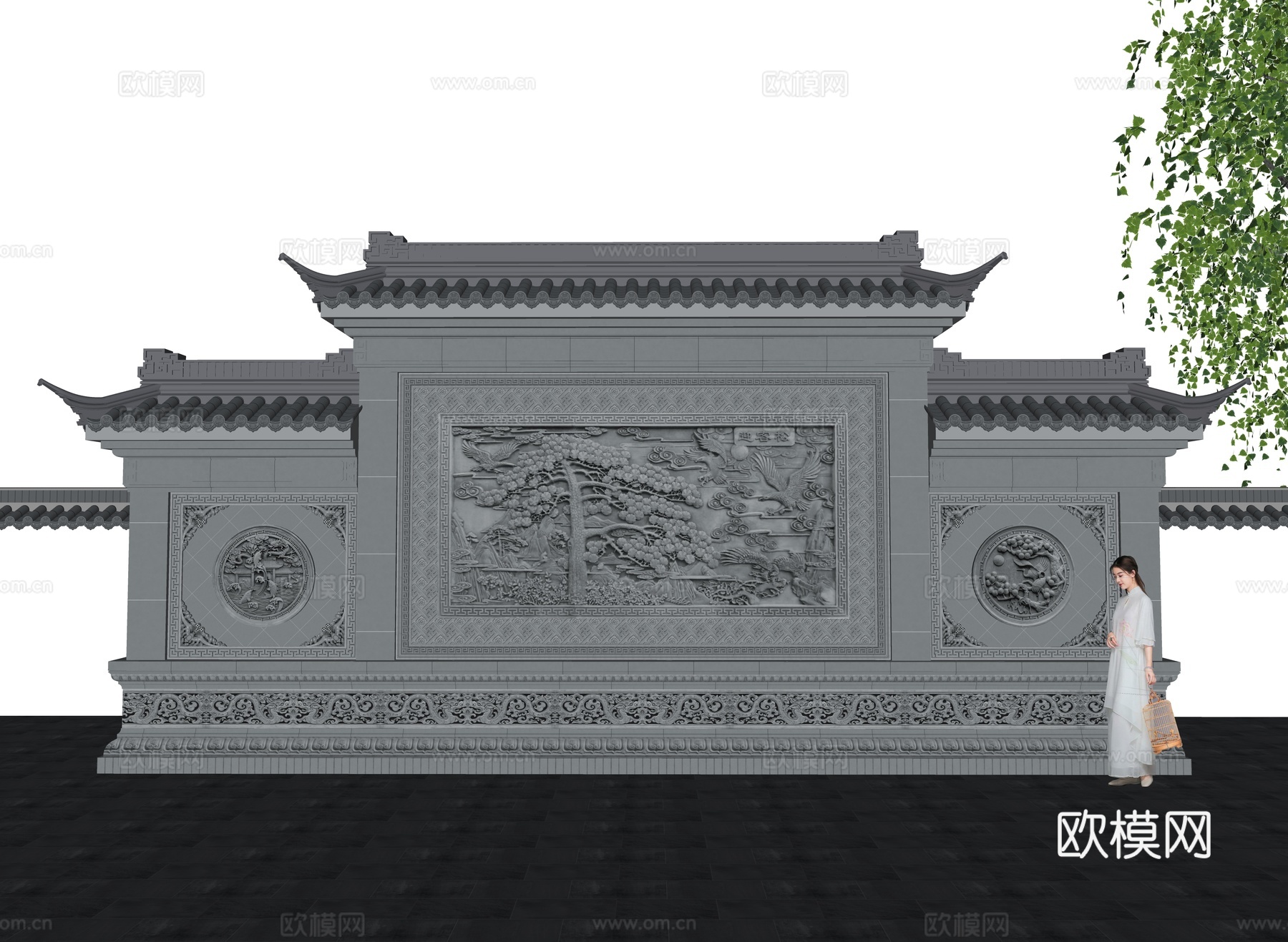 影壁 照壁 景墙su模型