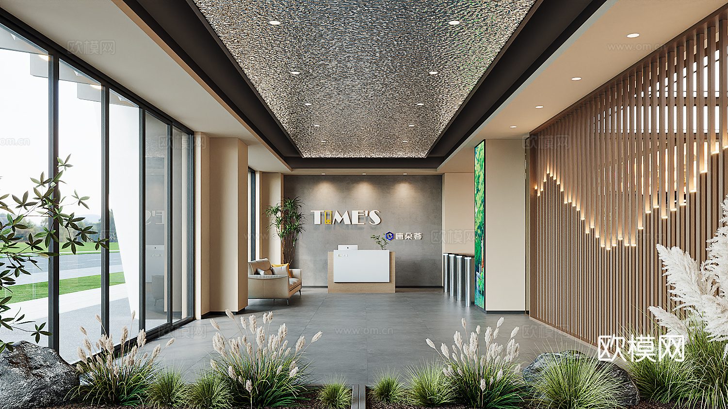 现代酒店公寓接待前厅3d模型