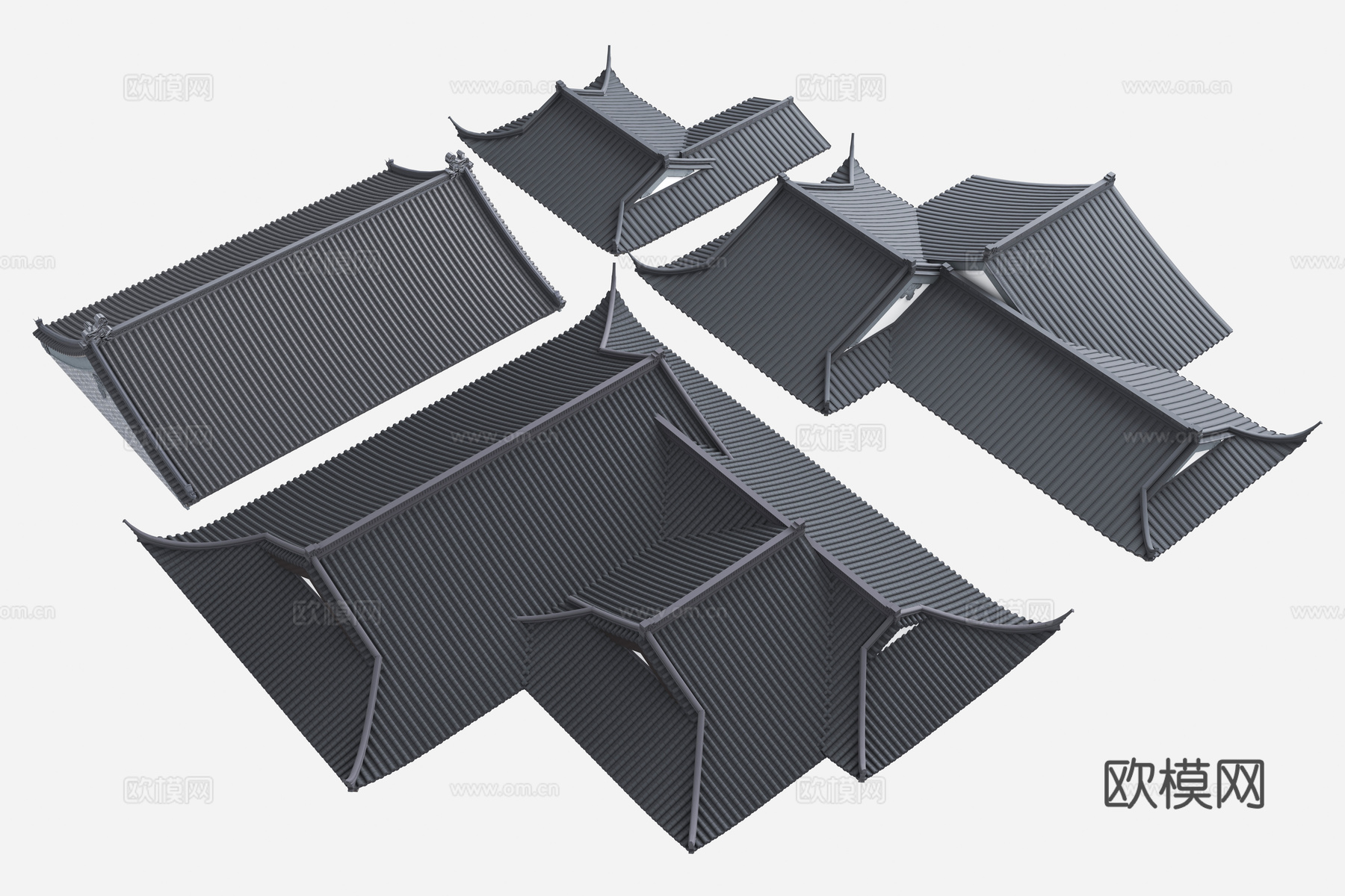 飞檐 屋顶 青瓦3d模型
