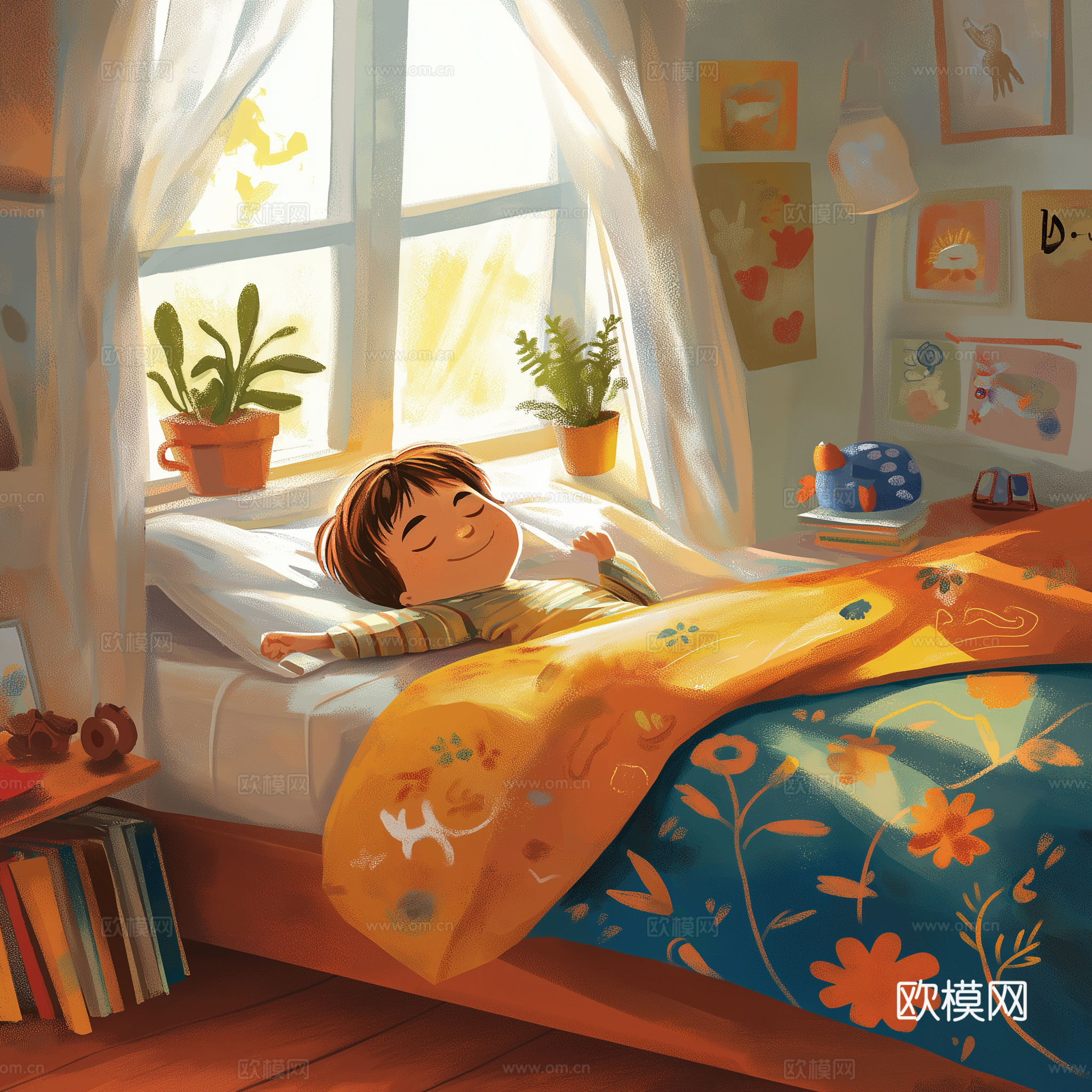 童趣卡通儿童房人物挂画下载（渲染图8）