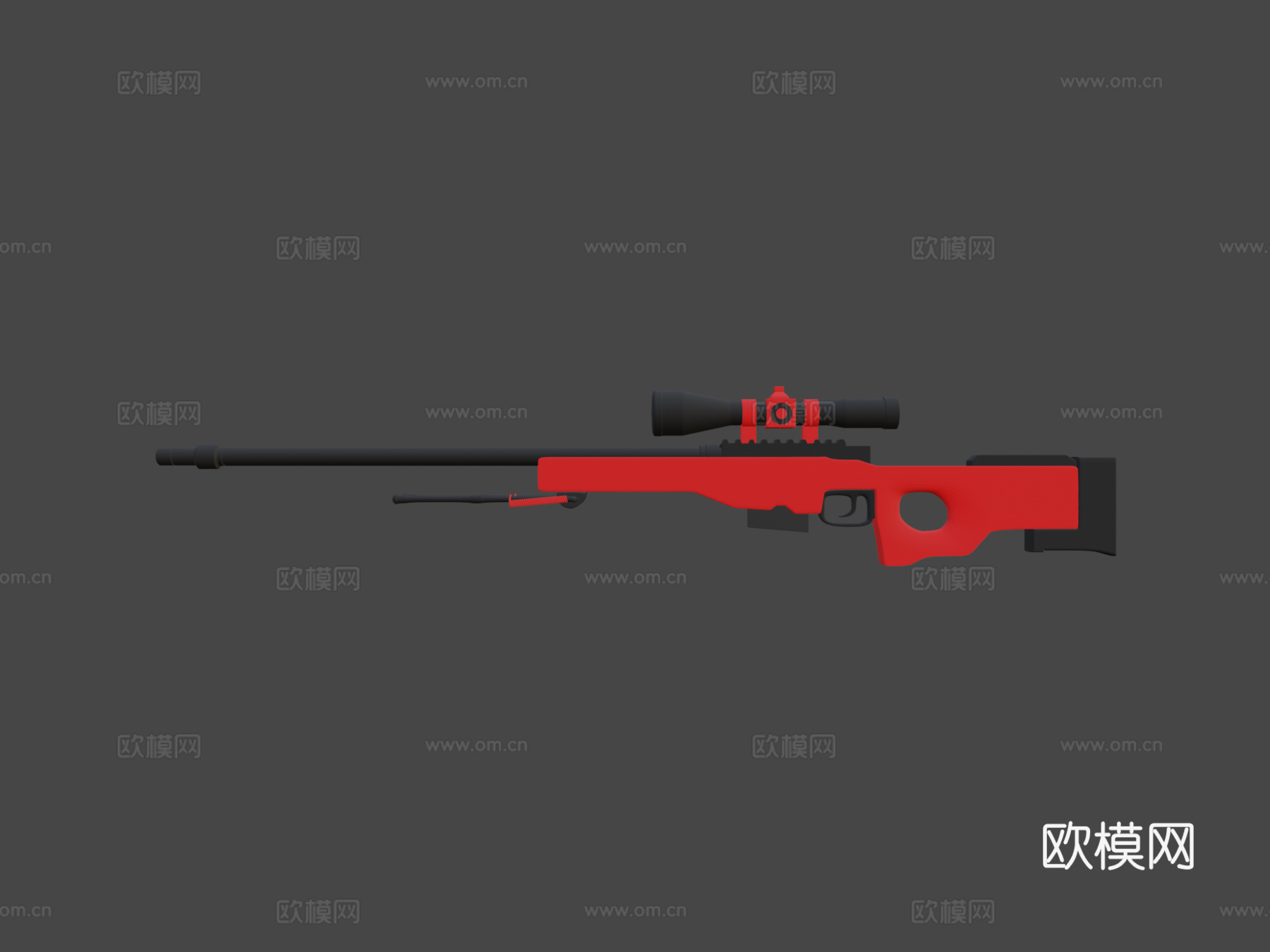 AWP-黑色和红色狙击枪su模型