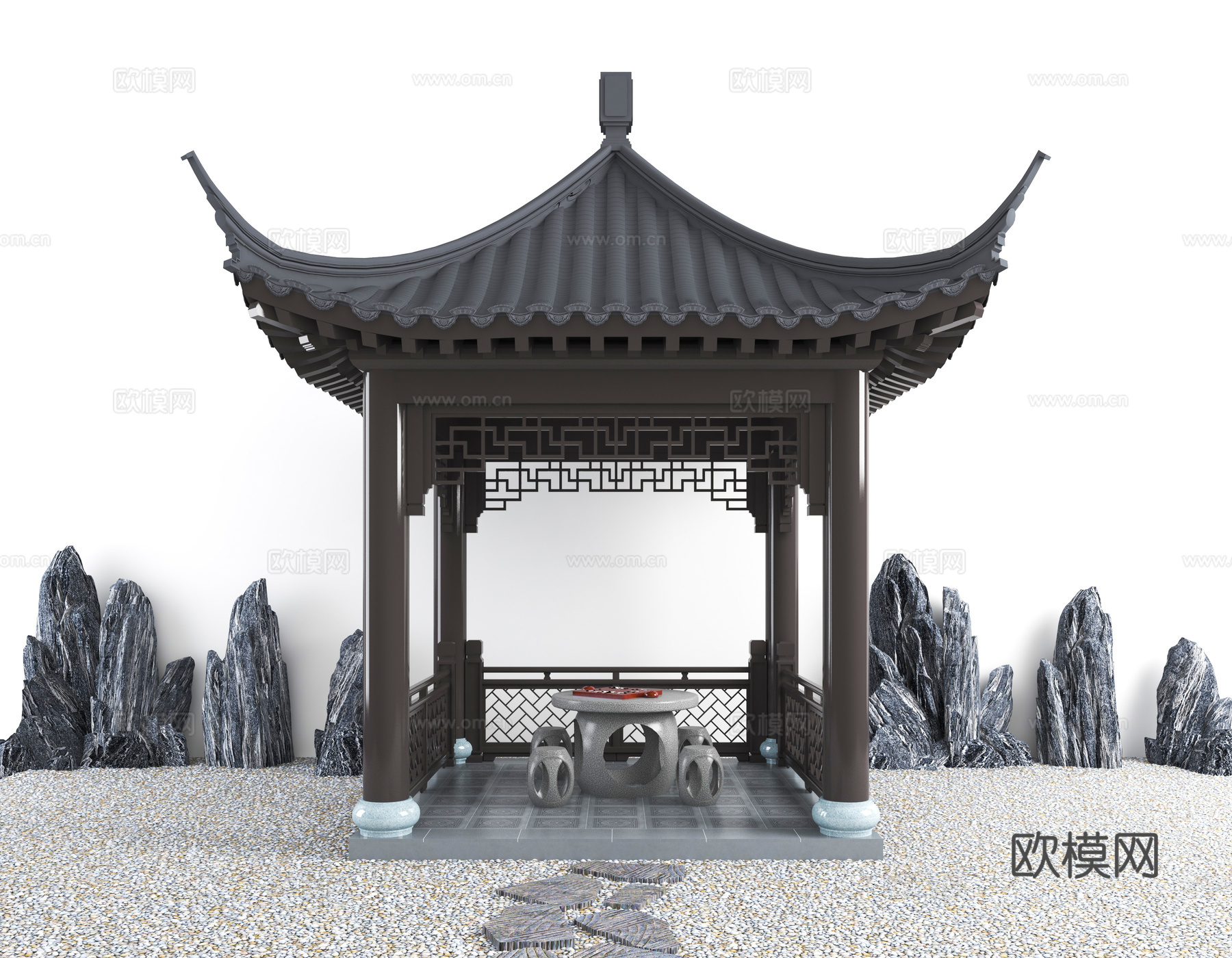 亭子 四角亭 景观亭su模型