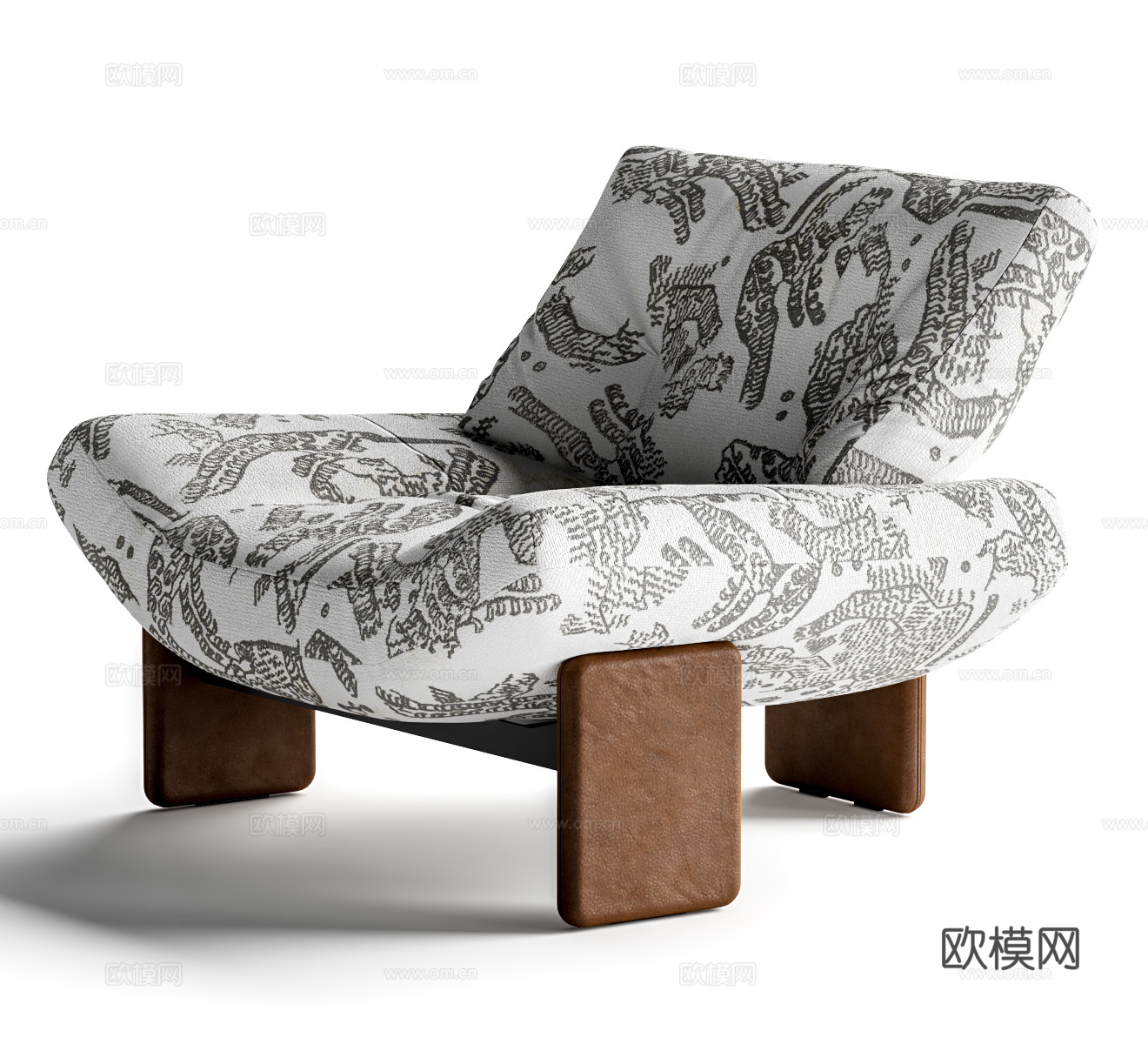 minotti EMMI沙发椅 单人沙发 扶手椅 花纹沙发椅su模型