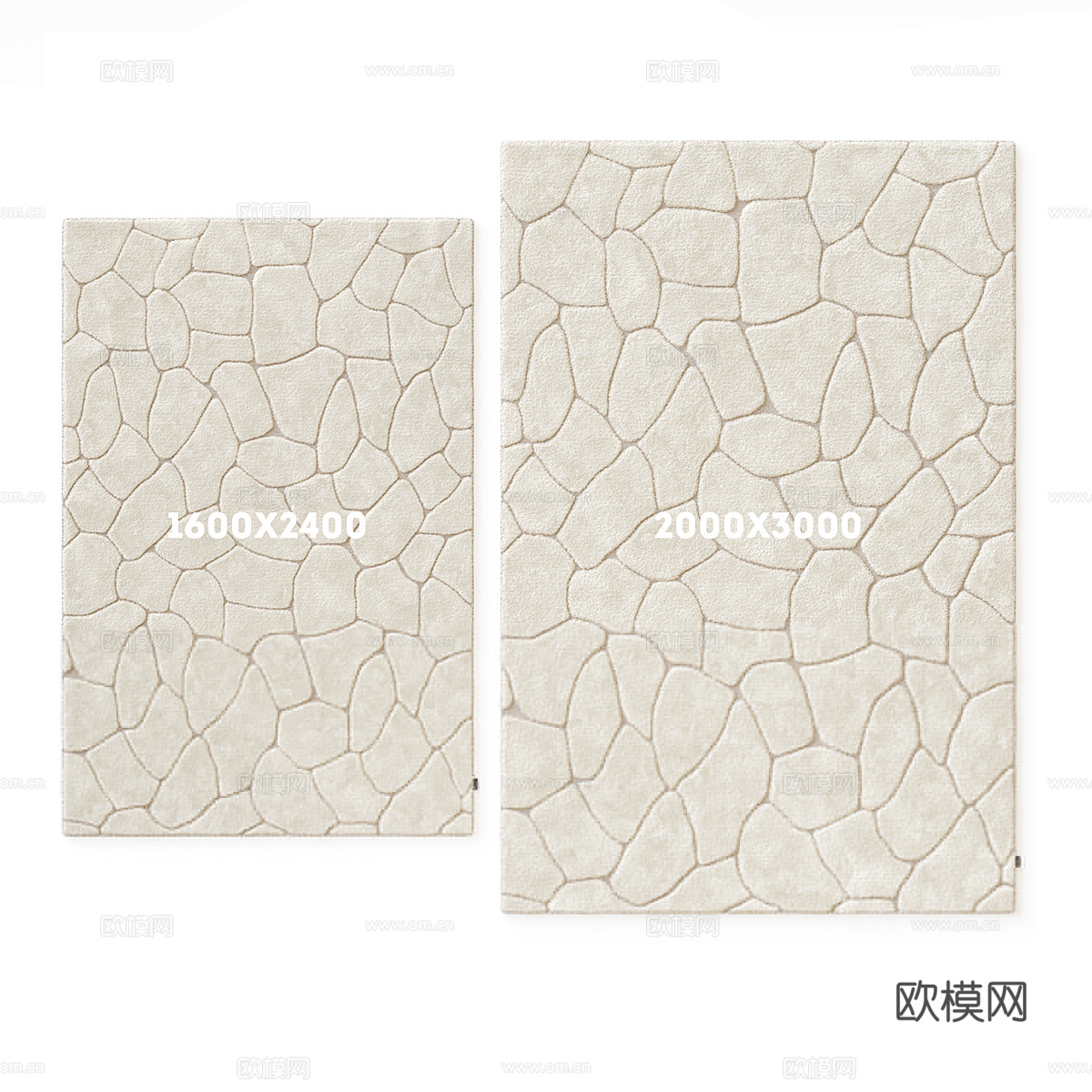 现代奶油风布艺地毯3d模型