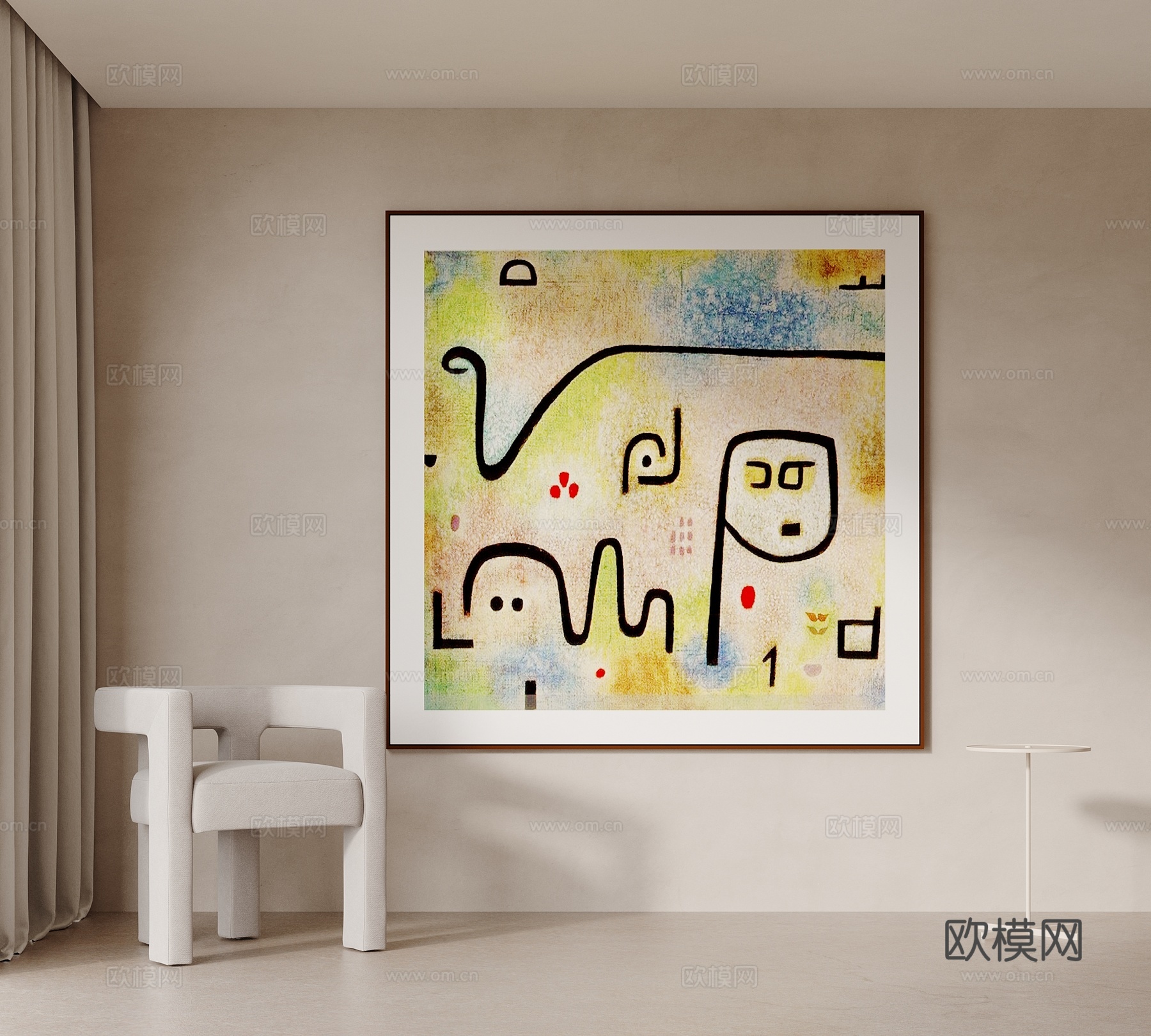 现代中古艺术画3d模型