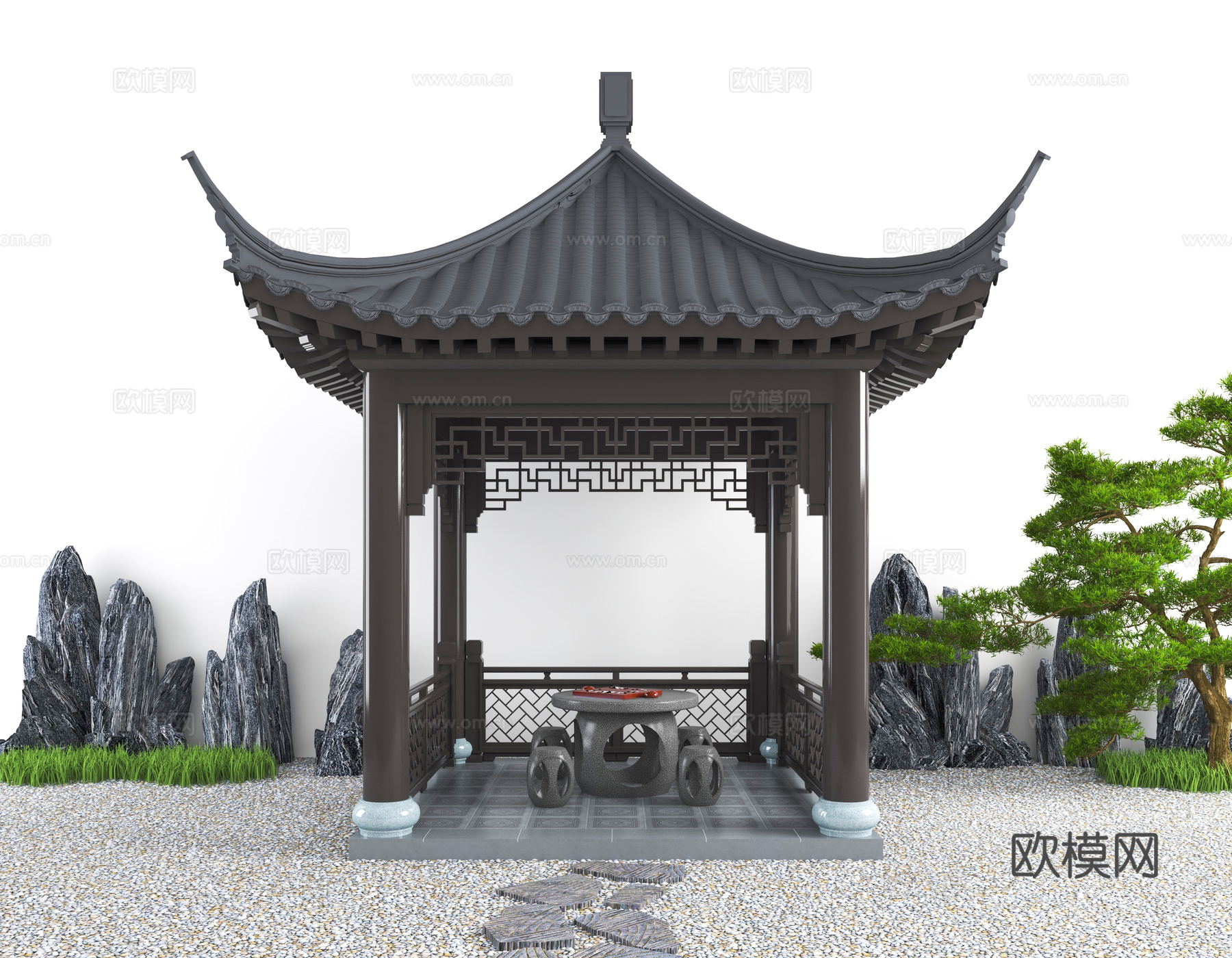 亭子 四角亭3d模型