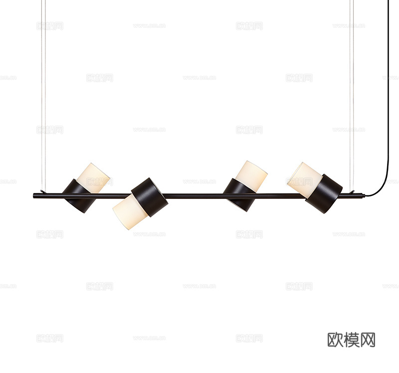 北欧设计师长条餐厅吊灯 北欧现代简约餐厅吊灯吧台四头吊灯su模型