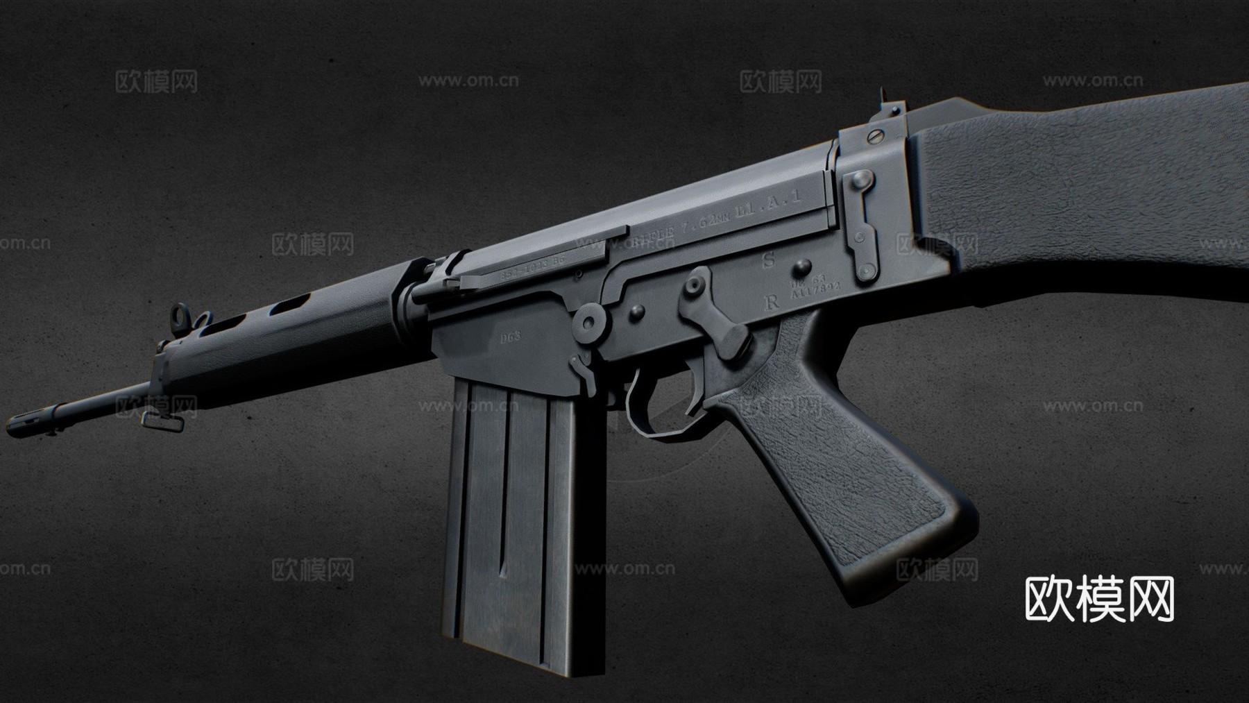 FN FAL 7.62 mm黑色版本3d模型