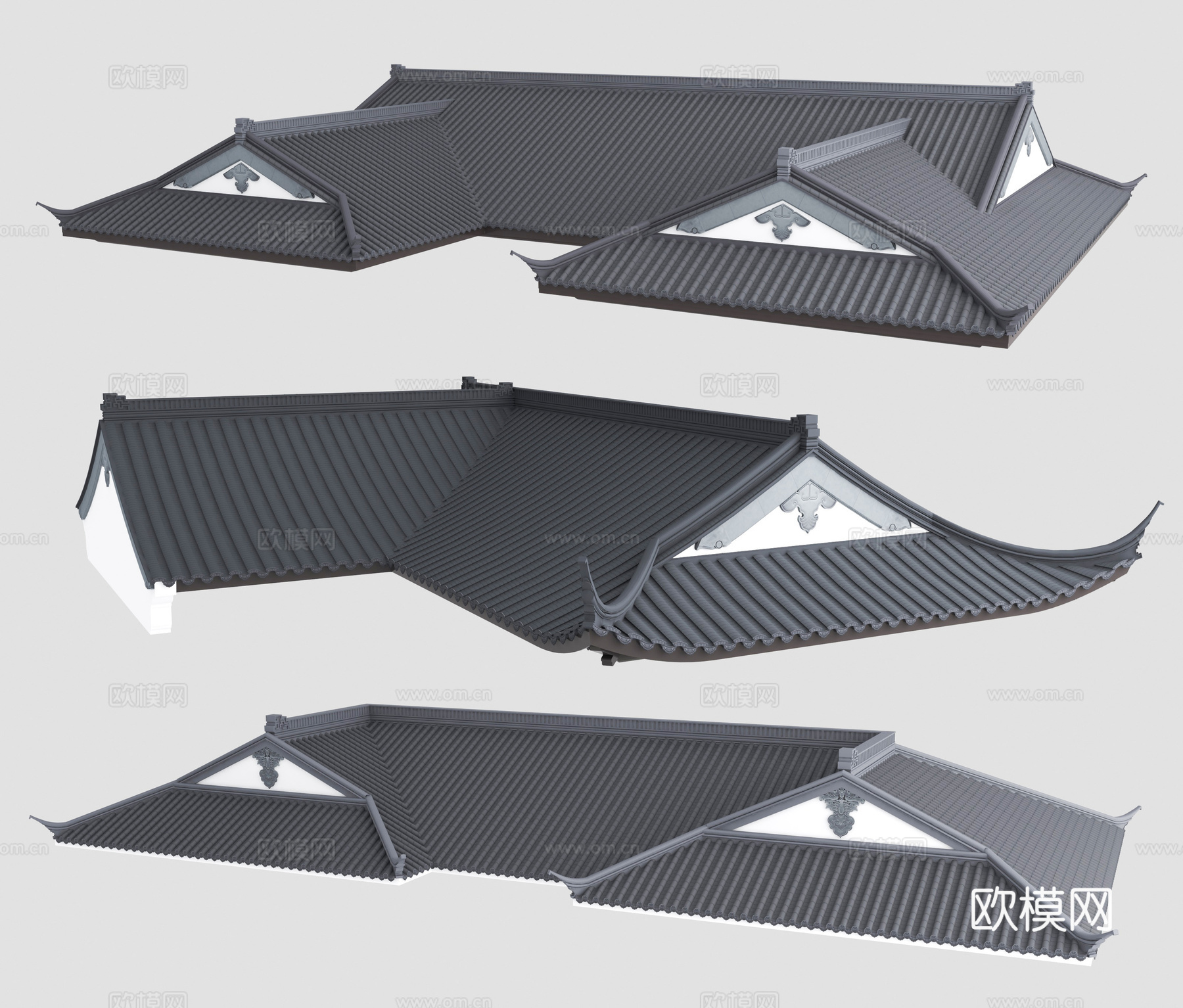 飞檐 屋顶 青瓦3d模型