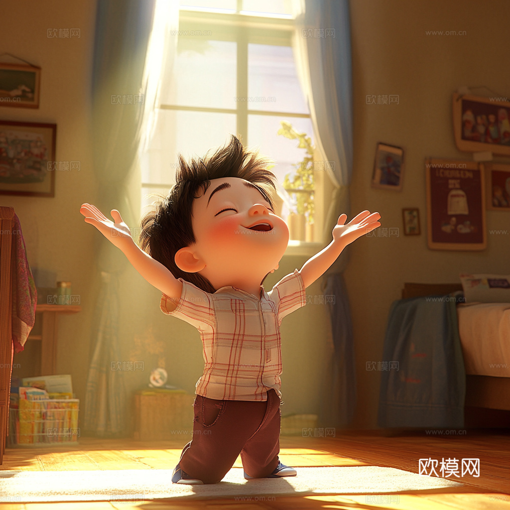 童趣卡通儿童房人物挂画下载（渲染图5）