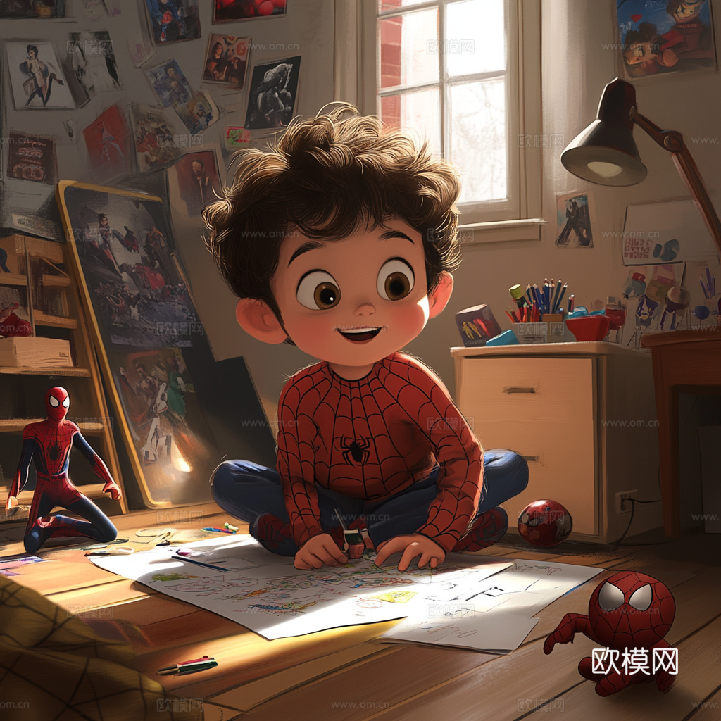 童趣卡通儿童房人物挂画下载（渲染图7）
