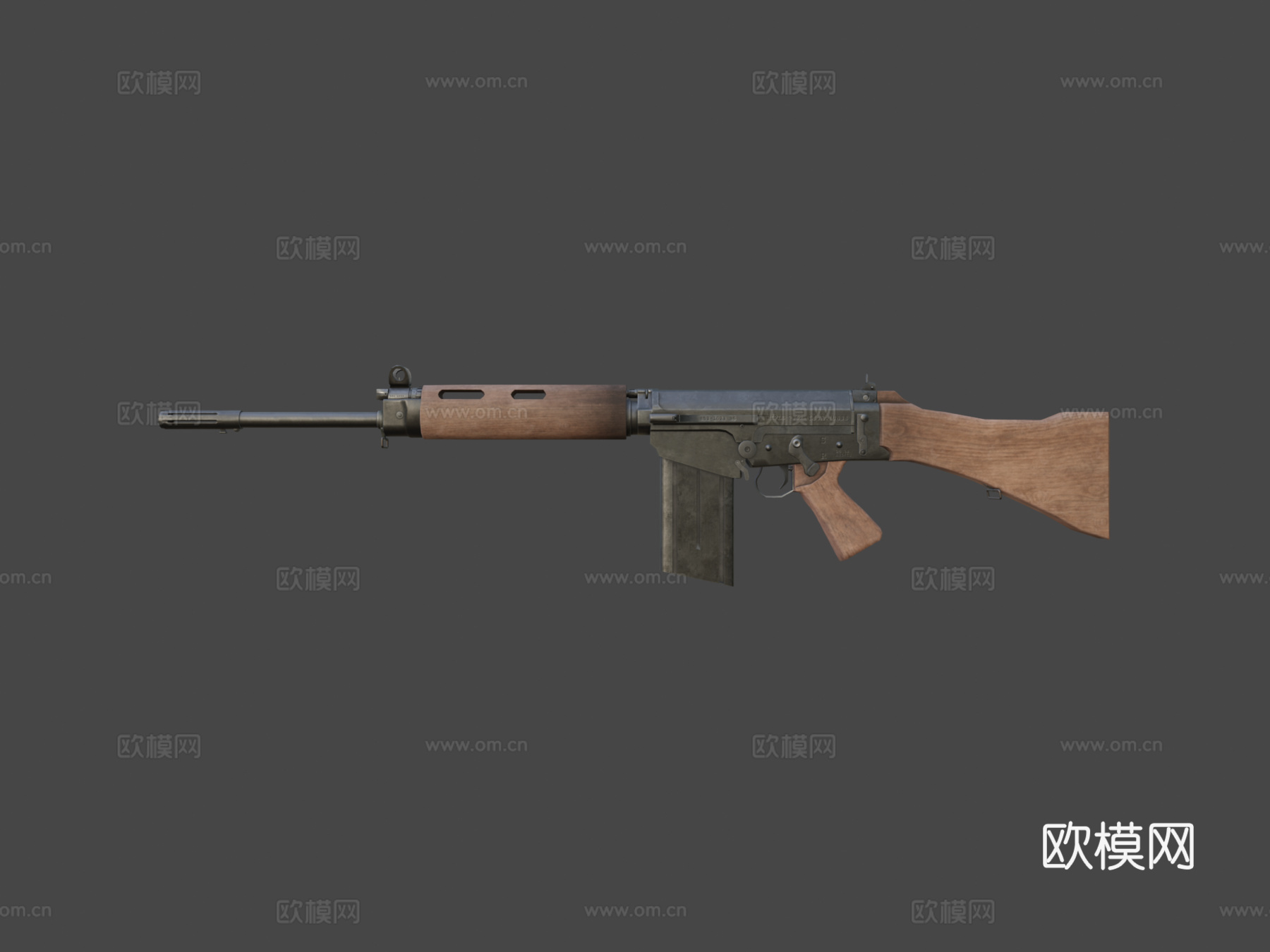 FN FAL 7.62mm木制版本3d模型