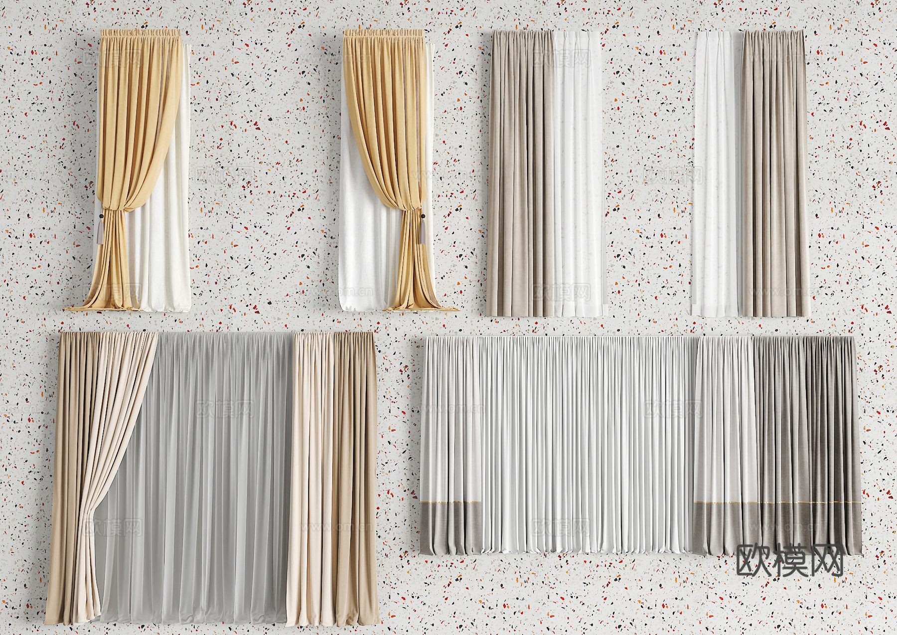 窗帘3d模型下载