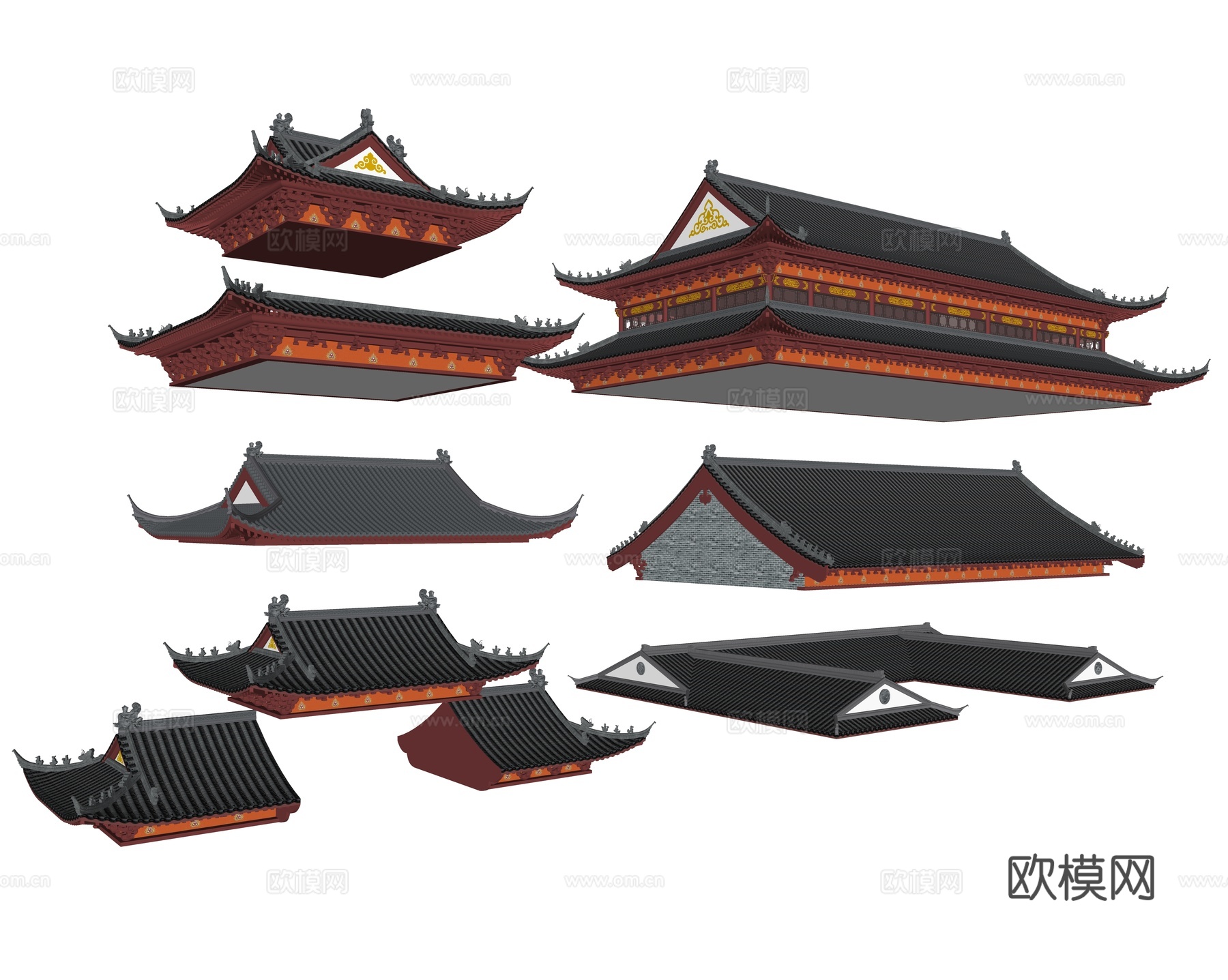 屋檐 寺庙 屋顶su模型