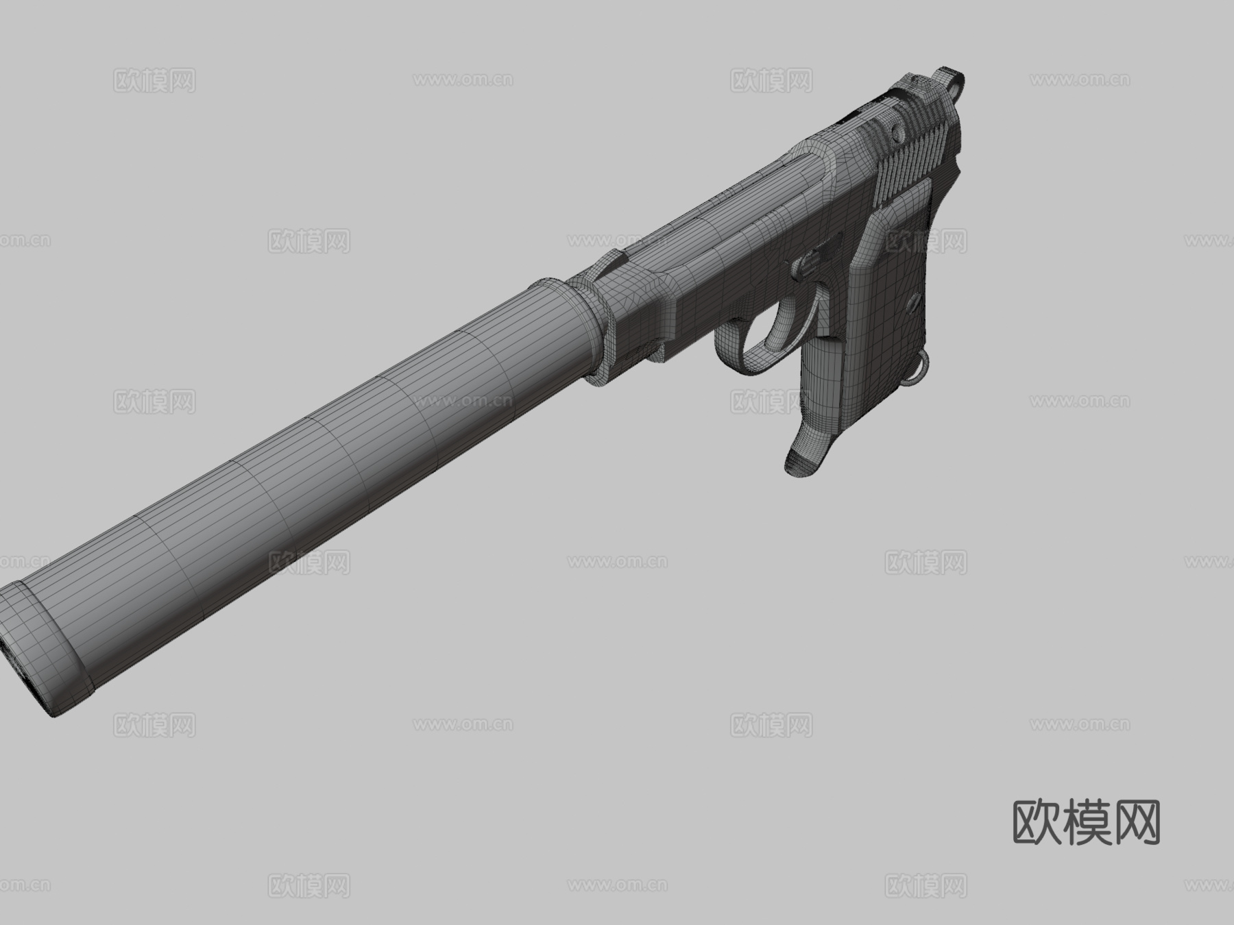 消音贝雷塔M19353d模型