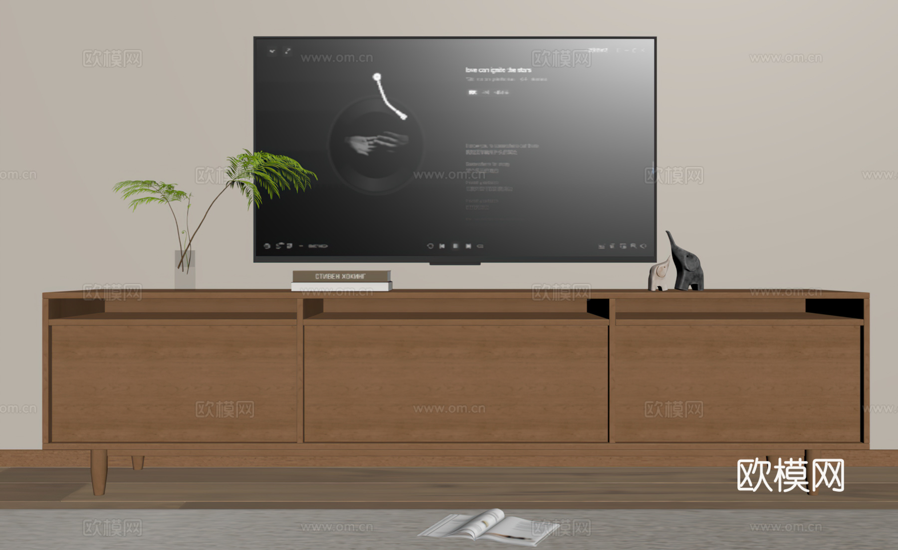 现代电视柜su模型